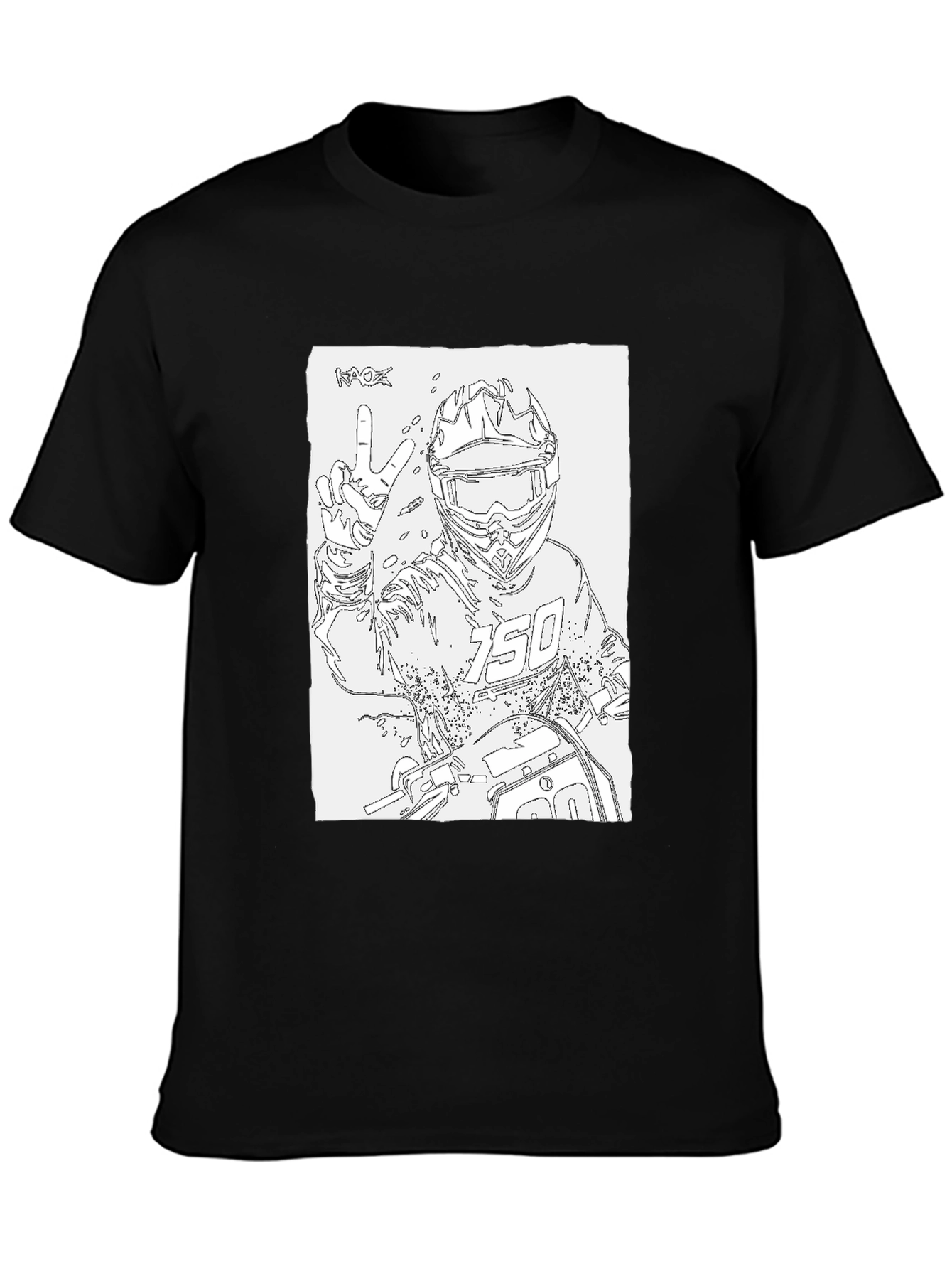 Motocross Rider Outline Black T-Shirt