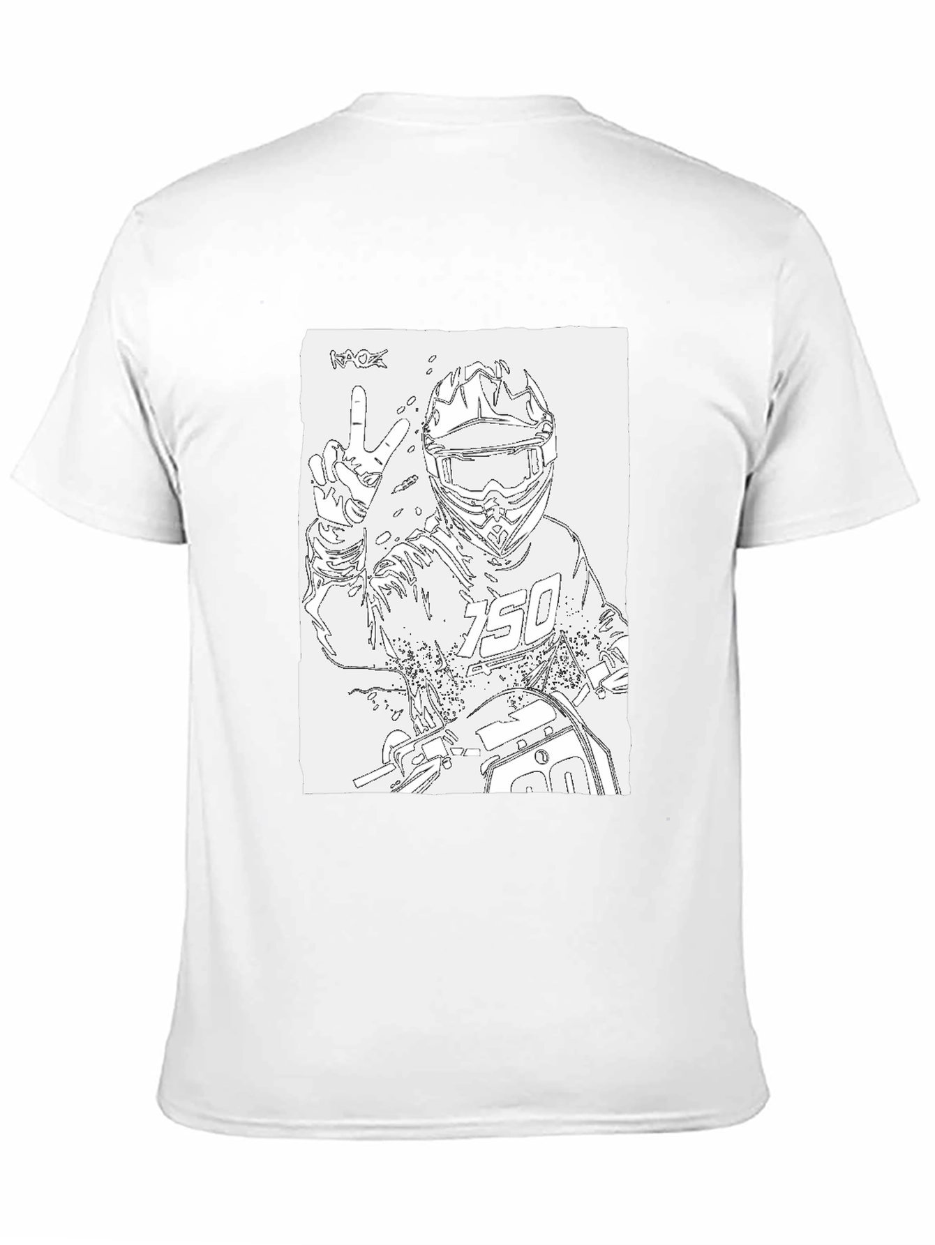 Motocross Rider Outline Black T-Shirt