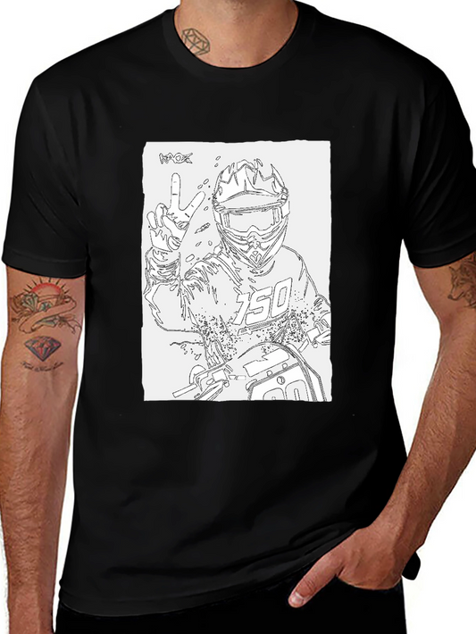Motocross Rider Outline Black T-Shirt