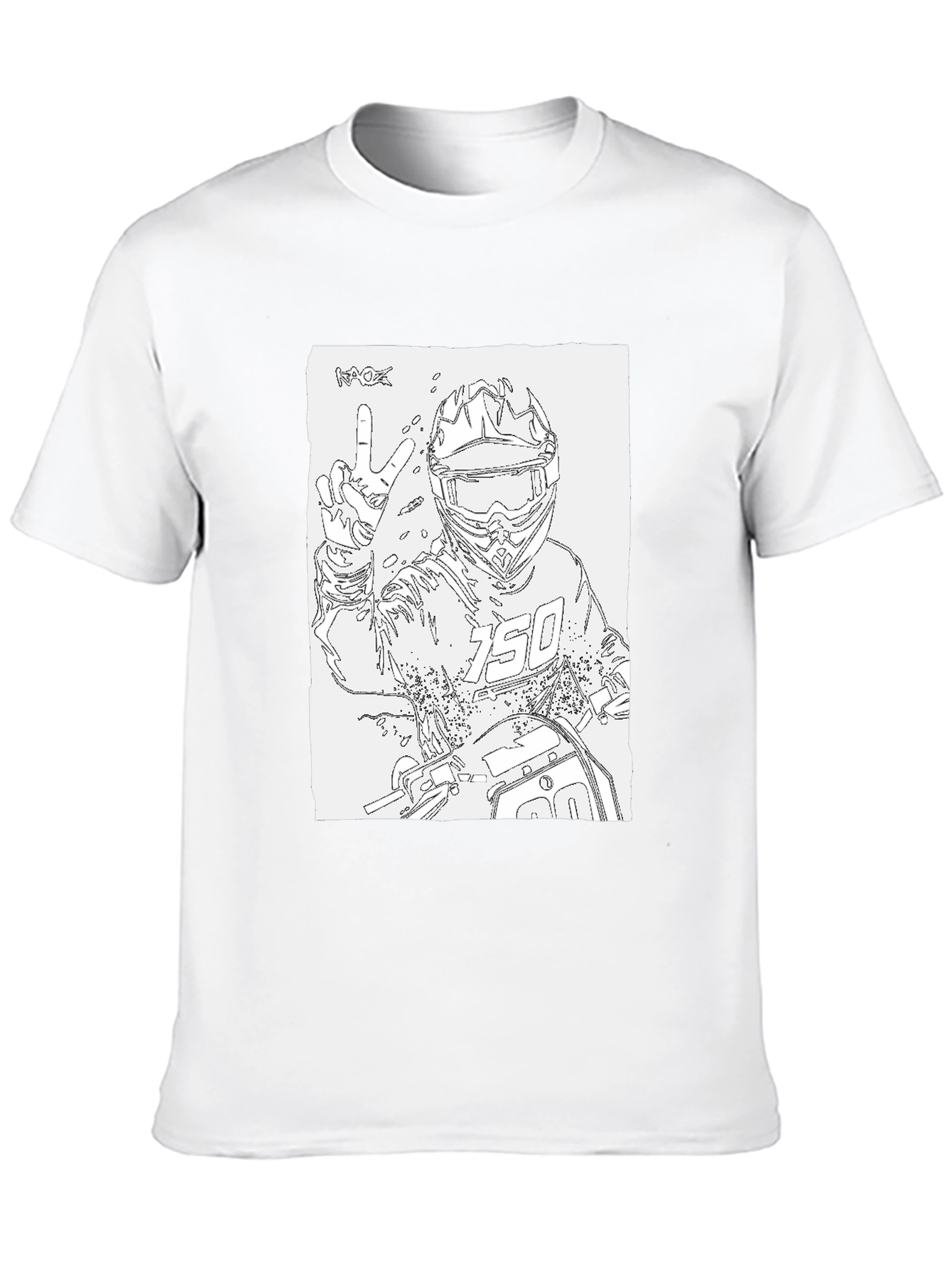 Motocross Rider Outline Black T-Shirt