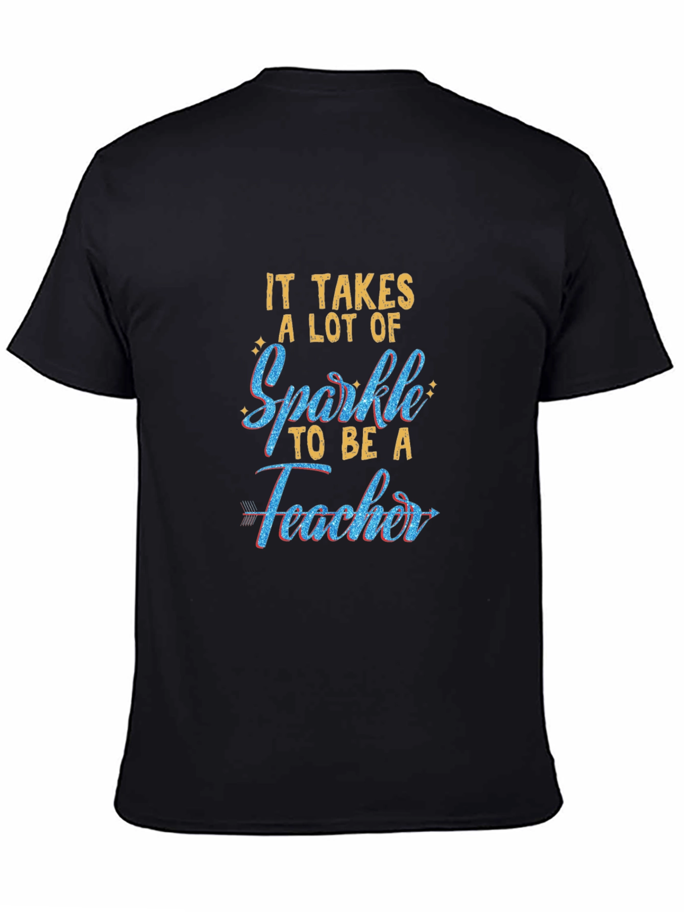 Sparkle Teacher Graphic Tee - Black Cotton T-Shirt