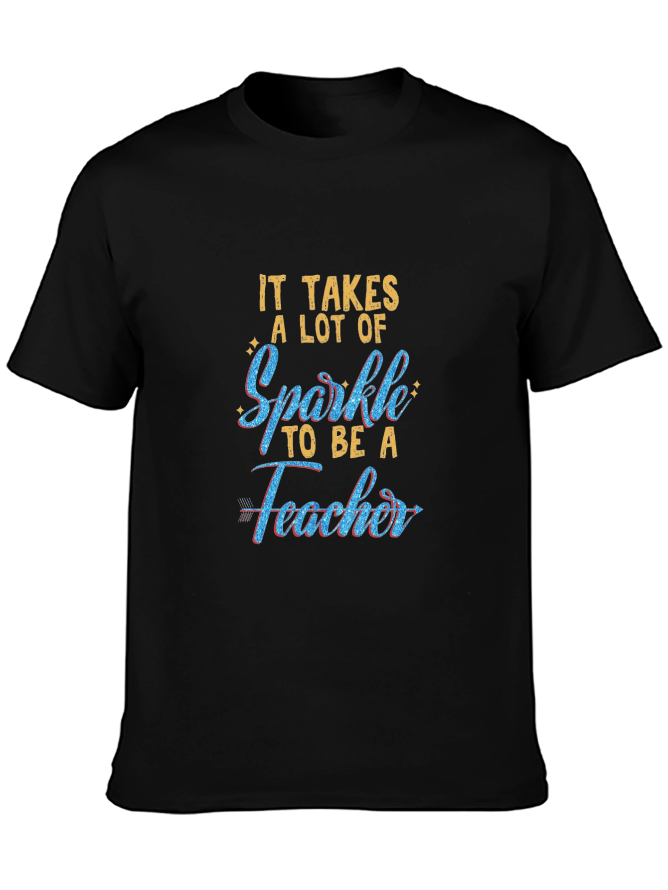 Sparkle Teacher Graphic Tee - Black Cotton T-Shirt