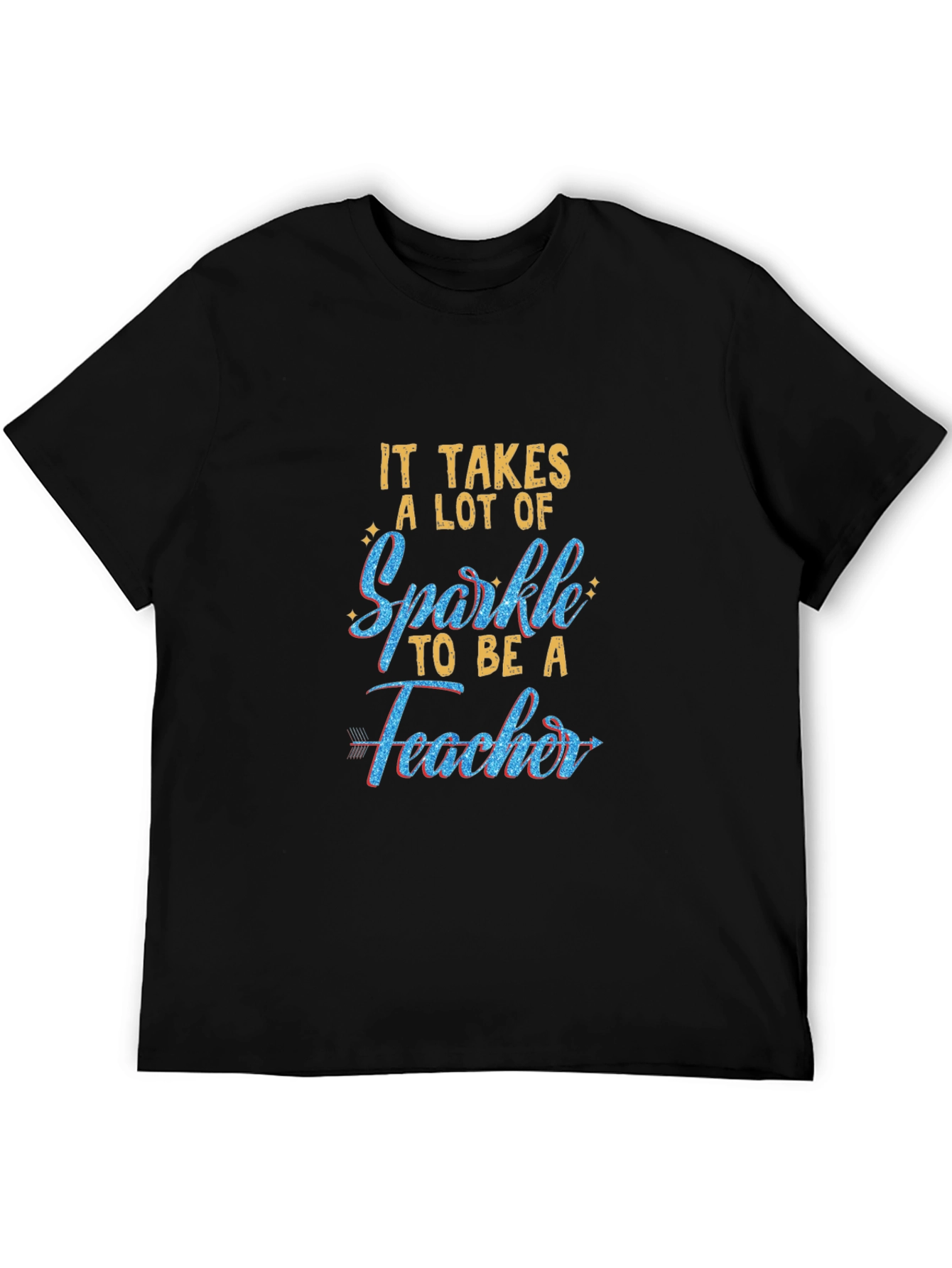 Sparkle Teacher Graphic Tee - Black Cotton T-Shirt