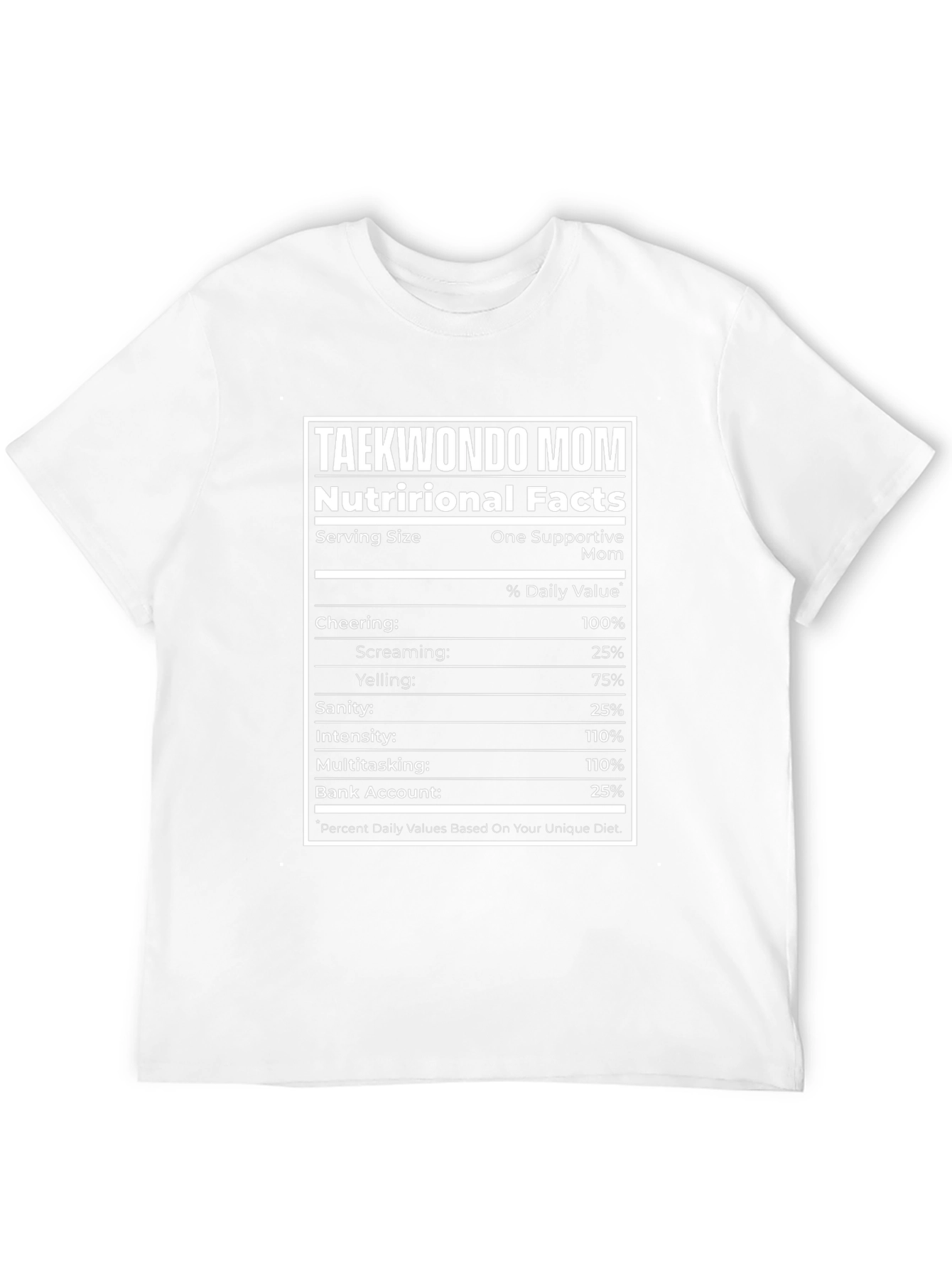 Taekwondo Mom Nutrition Facts Black T-Shirt