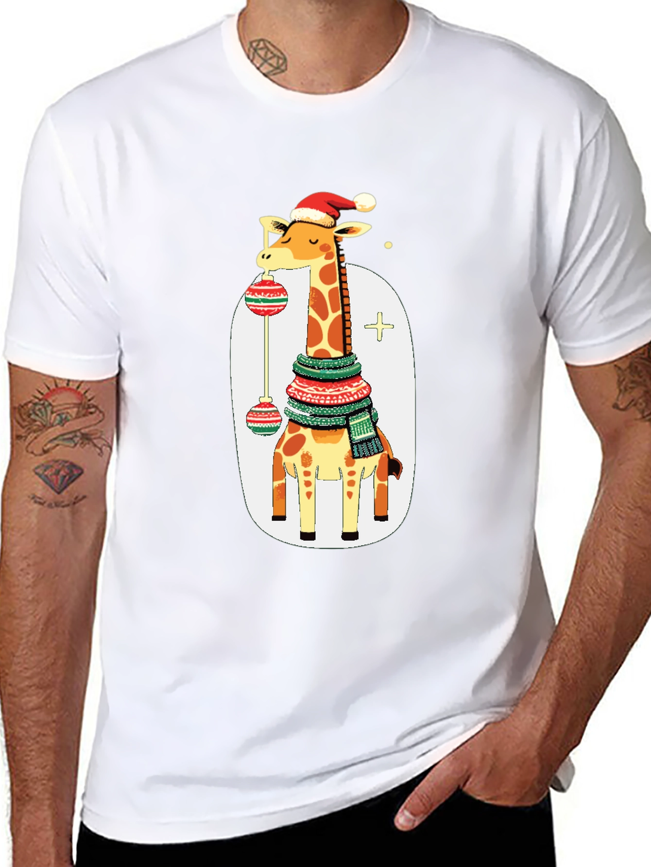 Festive Giraffe Christmas T-Shirt