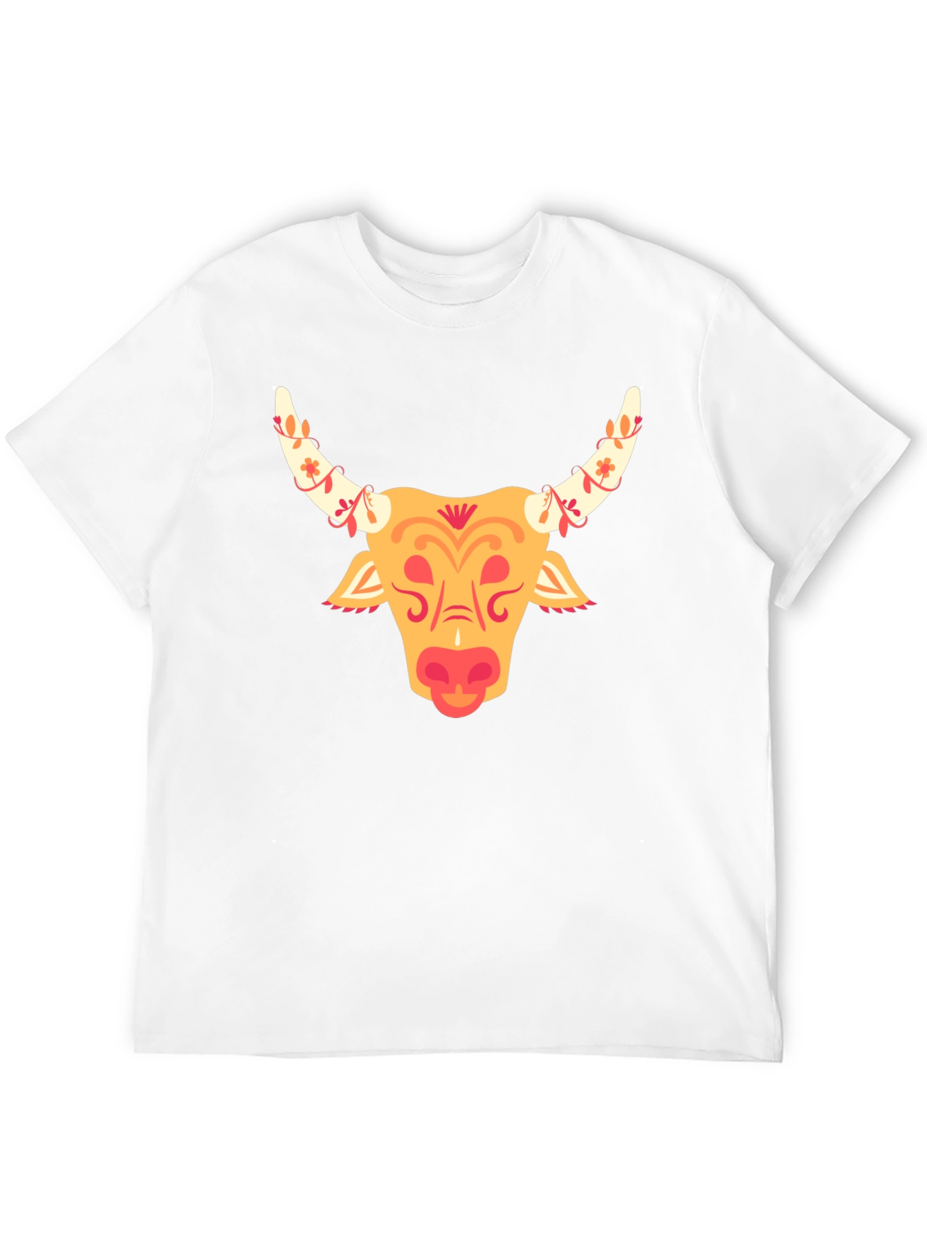 Festive Bull Graphic Tee - Black Cotton T-Shirt