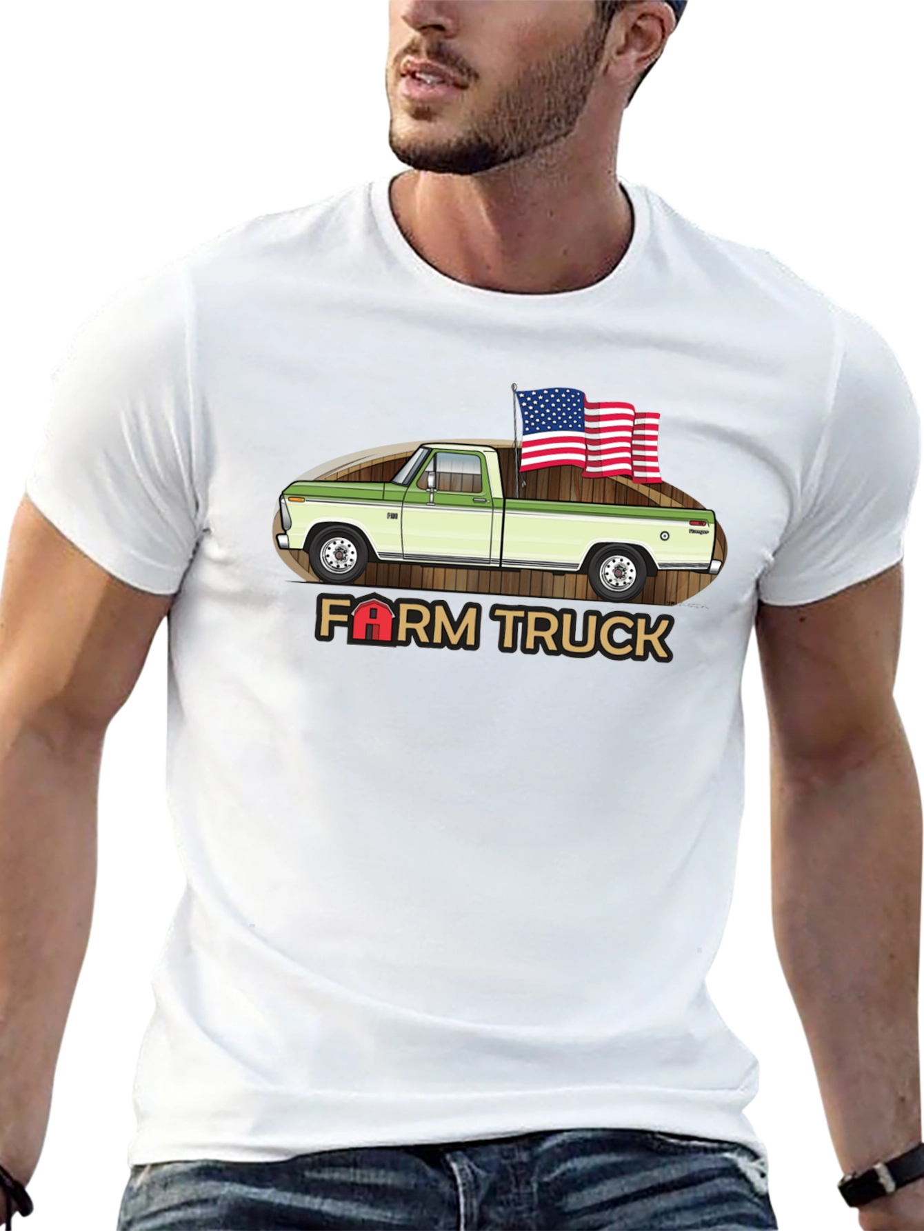Farm Truck Graphic Tee - Patriotic Style
