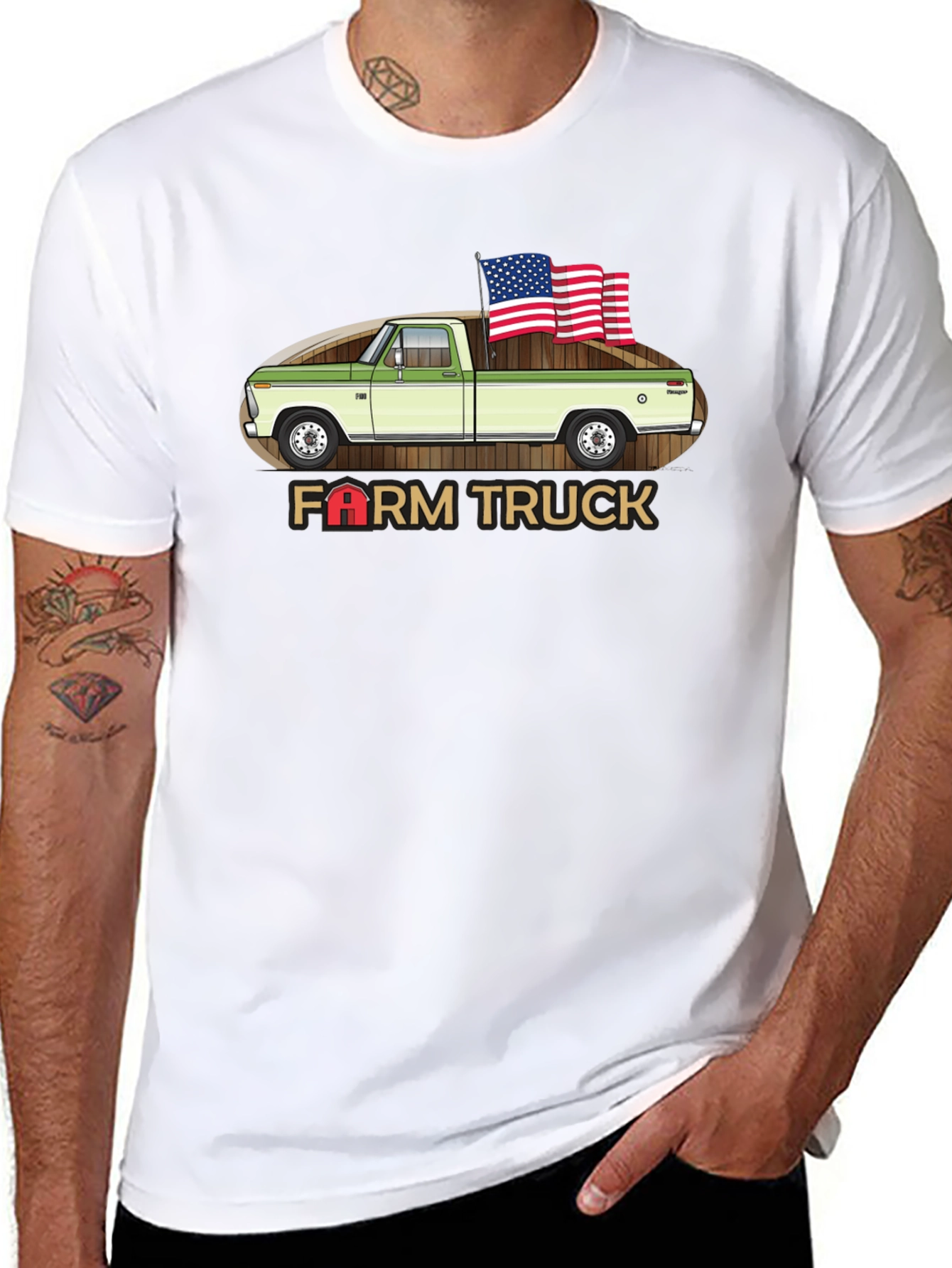 Farm Truck Graphic Tee - Patriotic Style