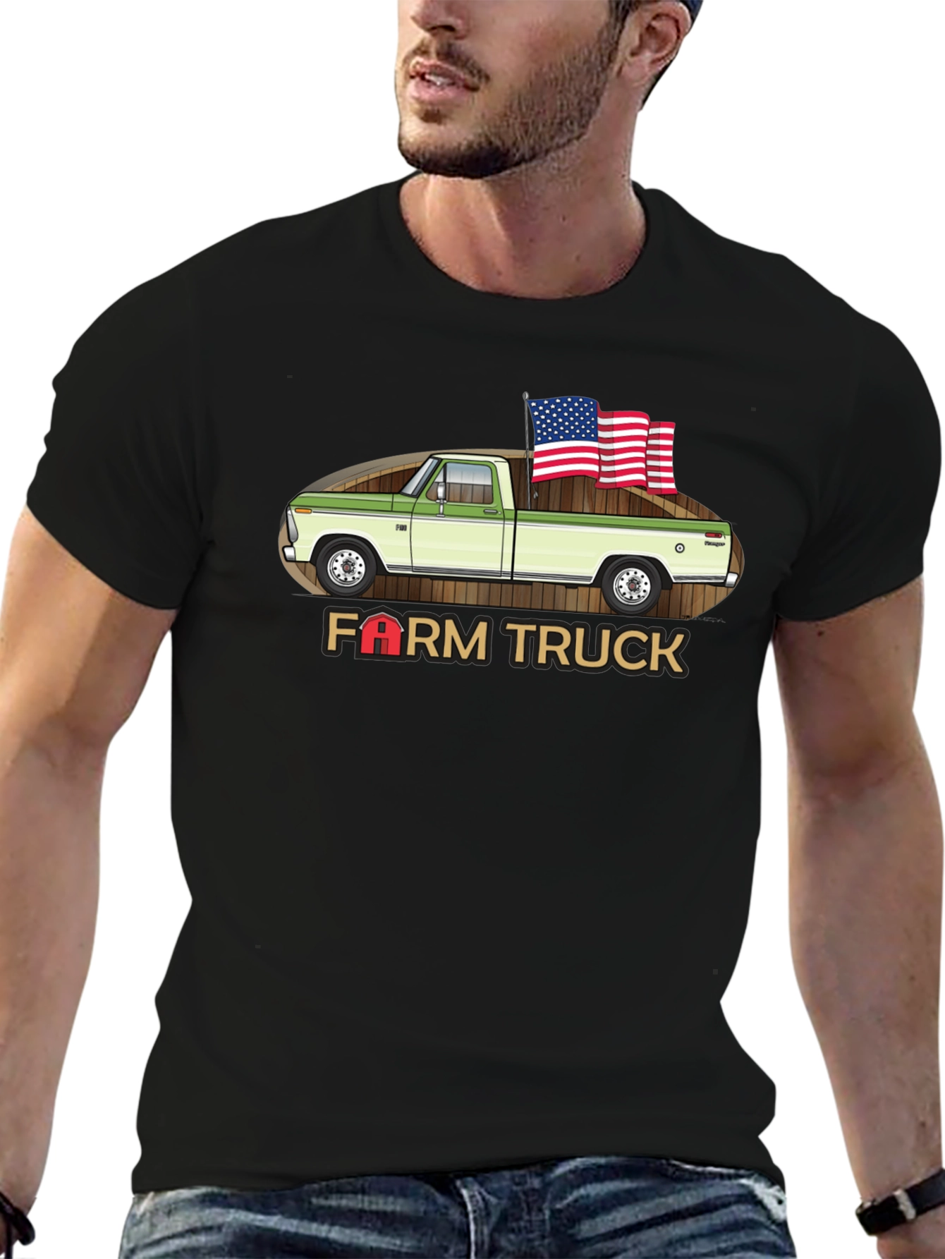 Farm Truck Graphic Tee - Patriotic Style