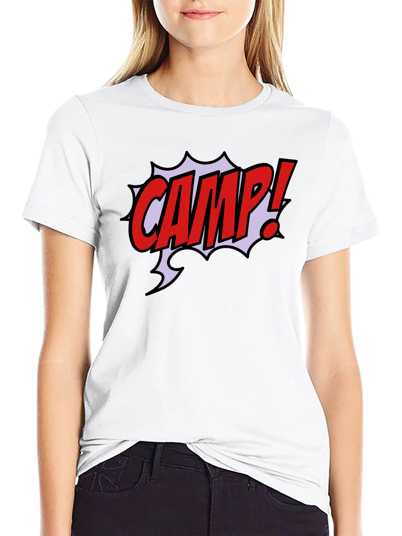 Comic Style CAMP! Black Graphic T-Shirt