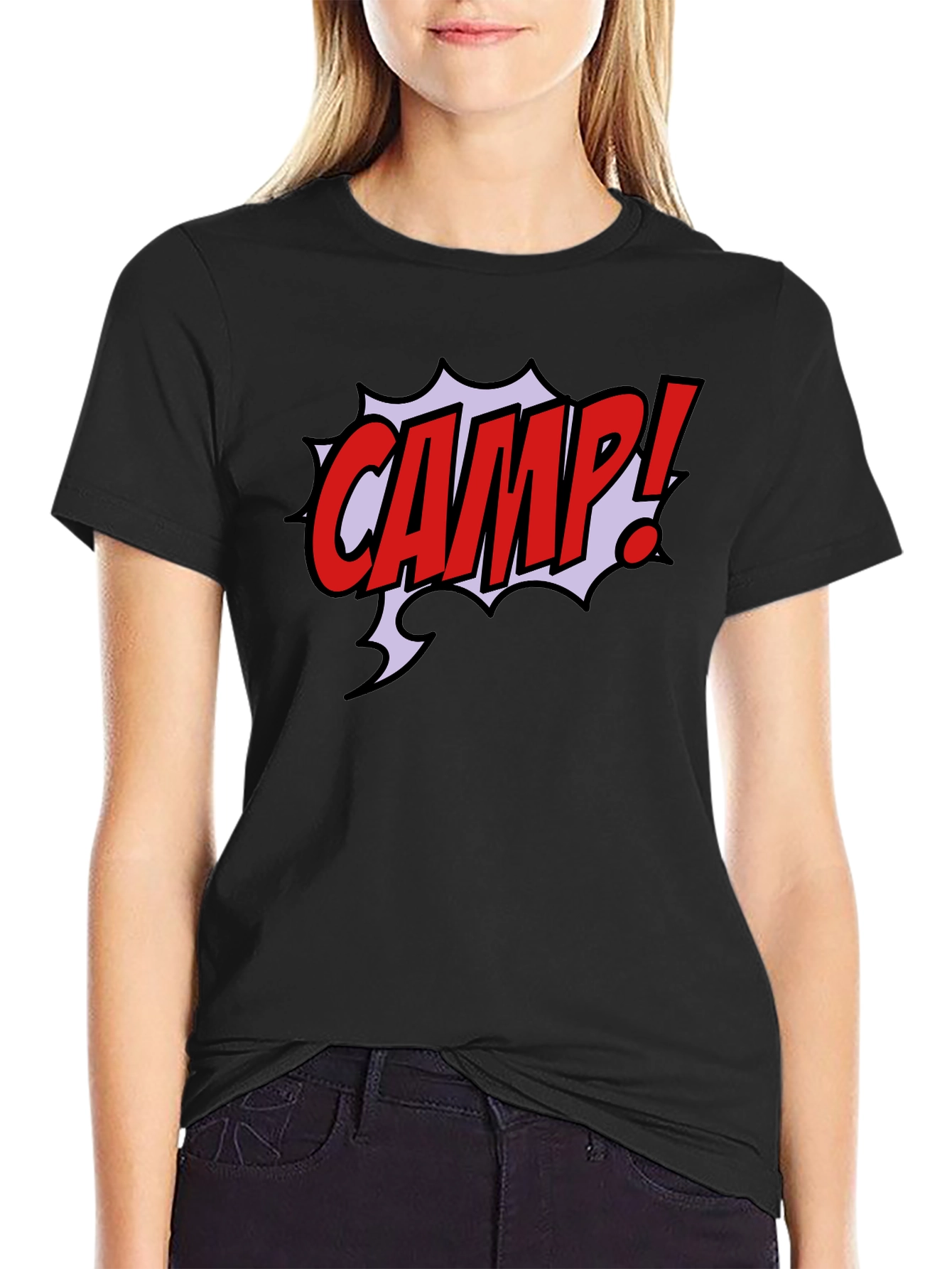 Comic Style CAMP! Black Graphic T-Shirt