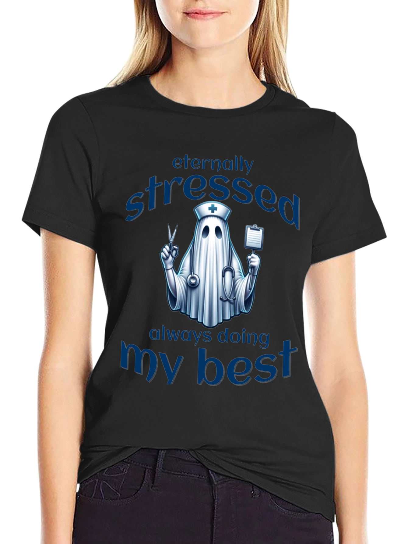 Eternally Stressed Nurse Ghost T-Shirt