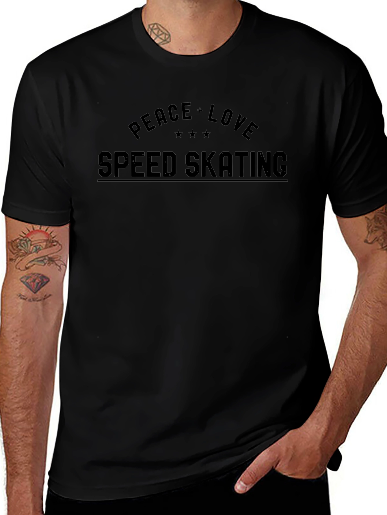 Peace Love Speed Skating Black T-Shirt