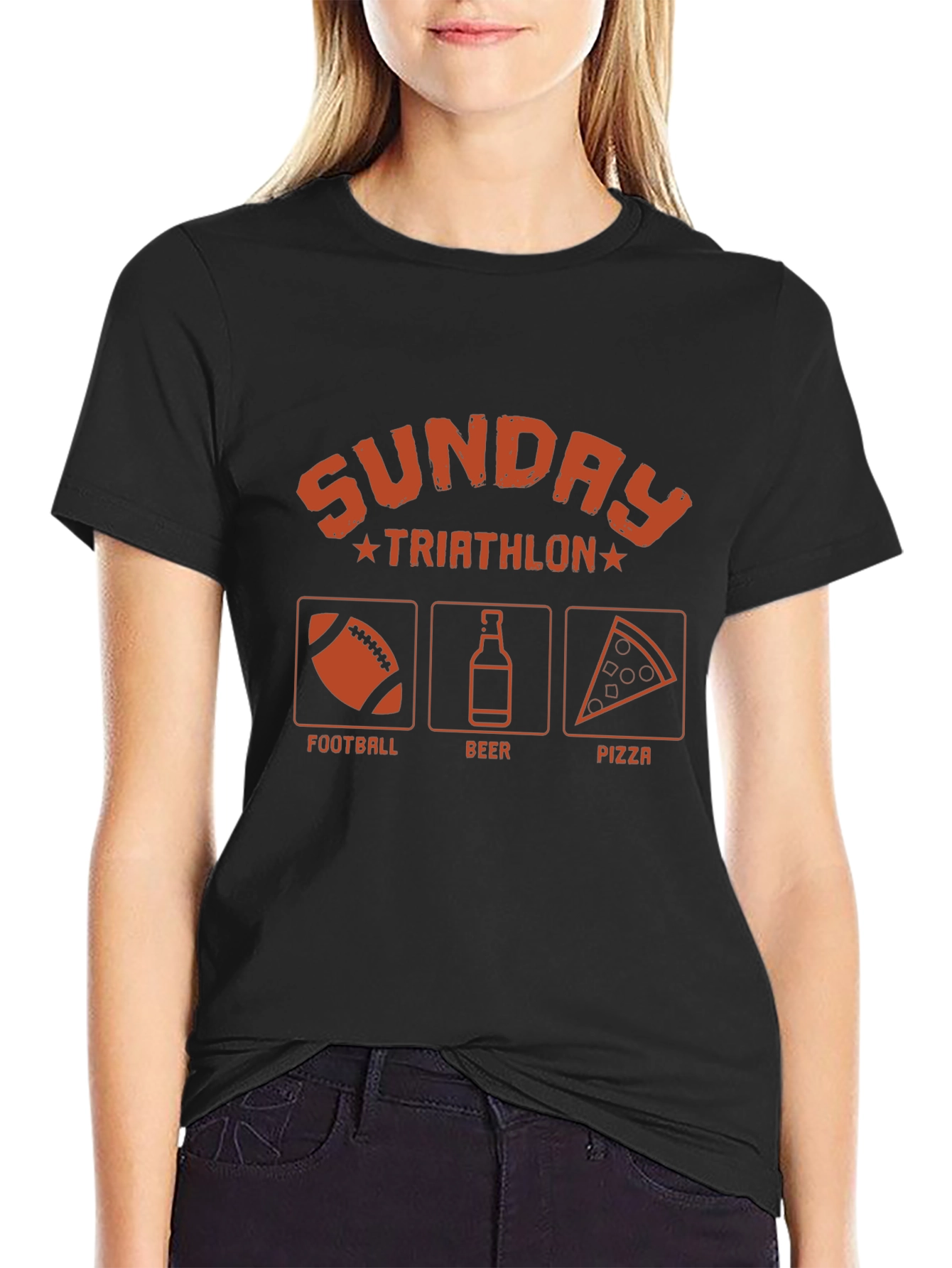 Sunday Triathlon T-Shirt - Football Beer Pizza