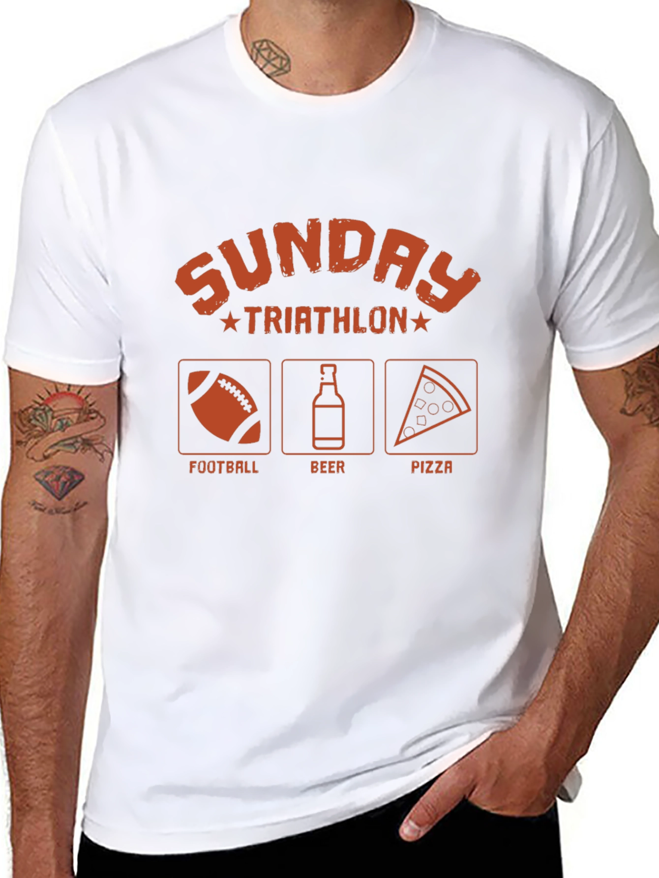 Sunday Triathlon T-Shirt - Football Beer Pizza