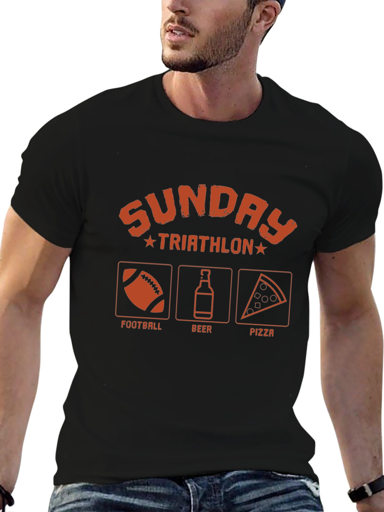 Sunday Triathlon T-Shirt - Football Beer Pizza