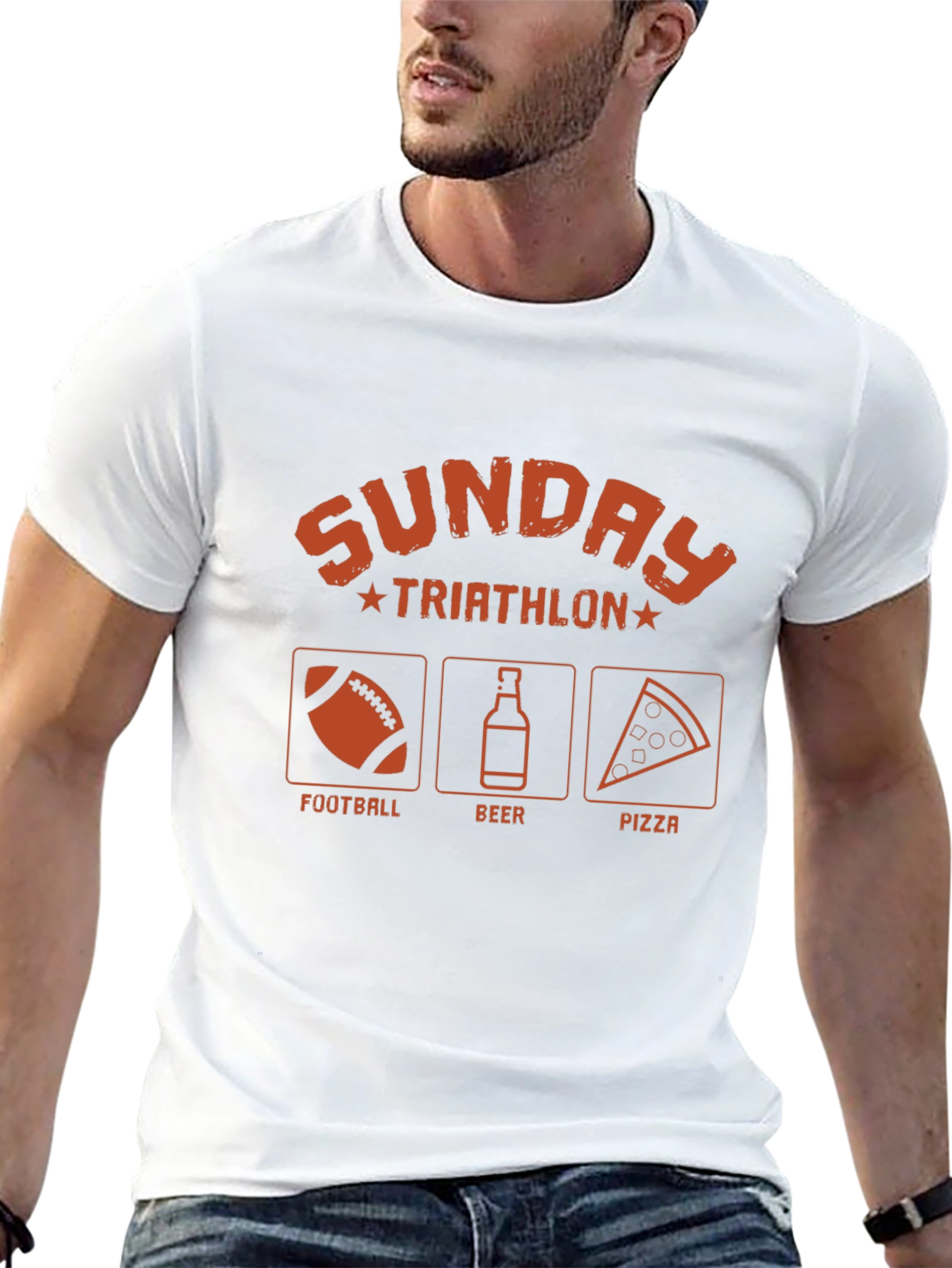 Sunday Triathlon T-Shirt - Football Beer Pizza
