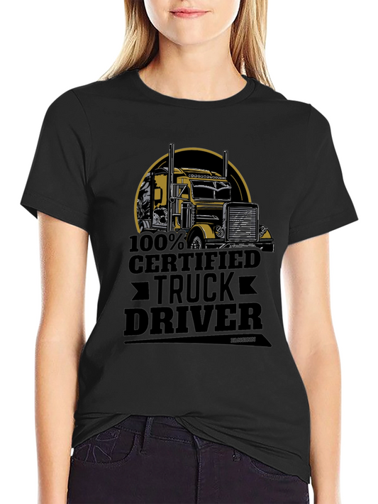 Certified Truck Driver Graphic Tee - Black Cotton Blend