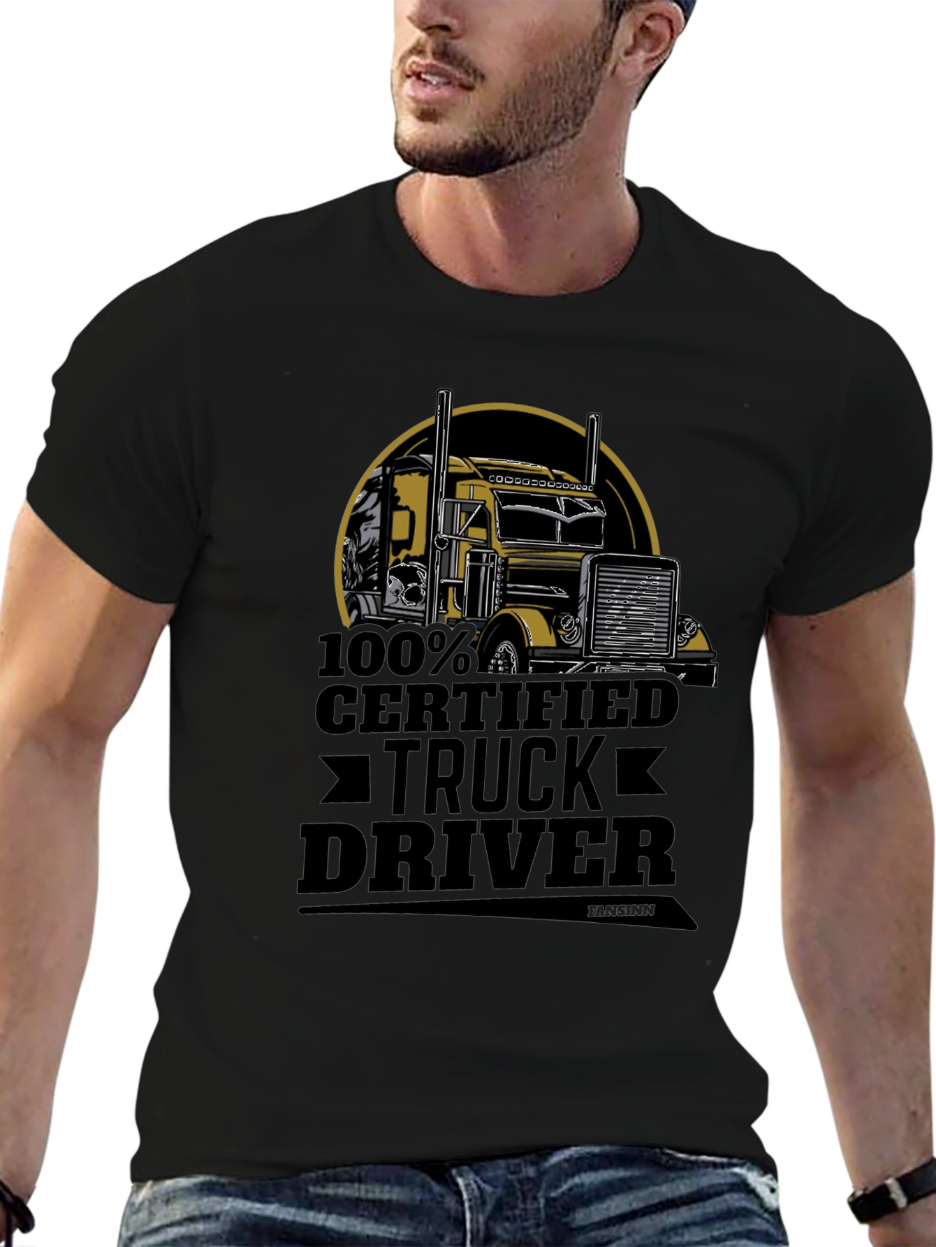 Certified Truck Driver Graphic Tee - Black Cotton Blend