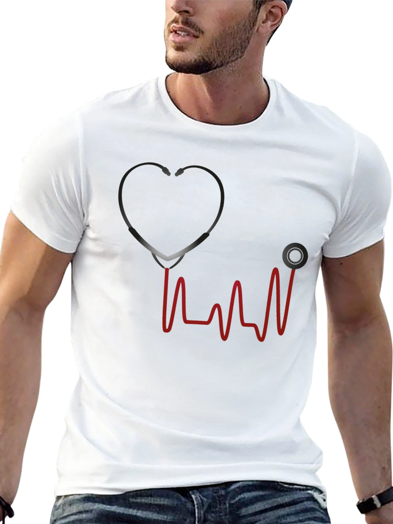 Stethoscope Heartbeat Graphic T-Shirt
