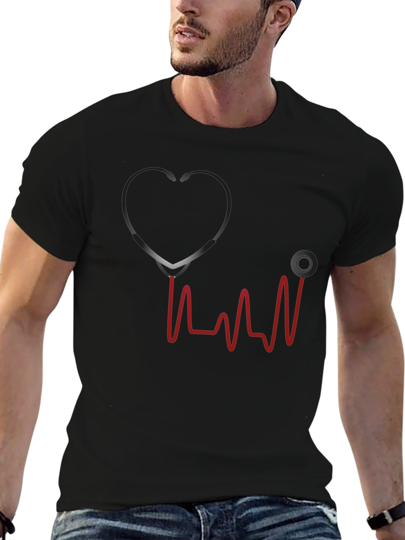 Stethoscope Heartbeat Graphic T-Shirt