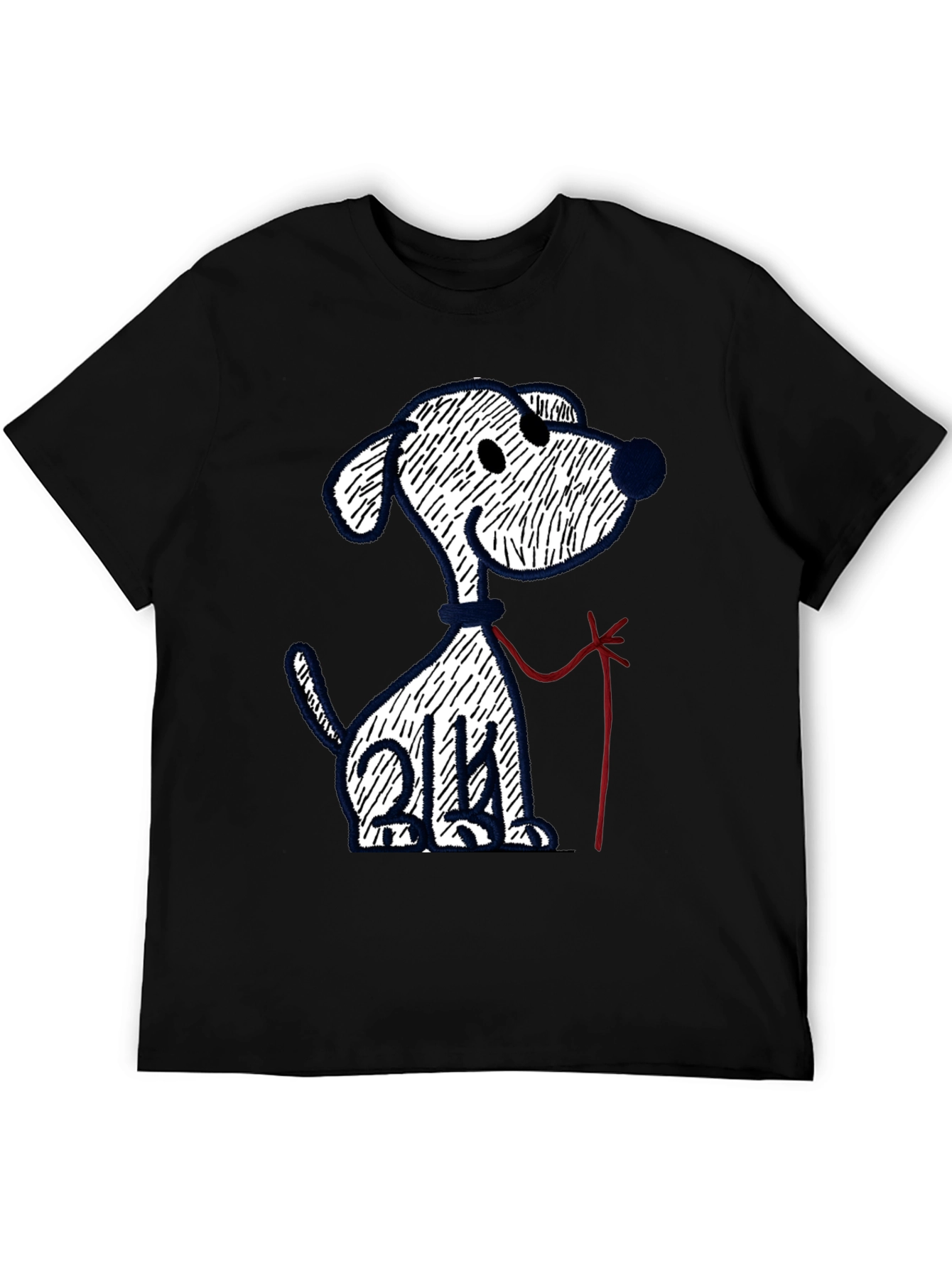 Cartoon Dog Graphic Tee - Casual Black T-Shirt