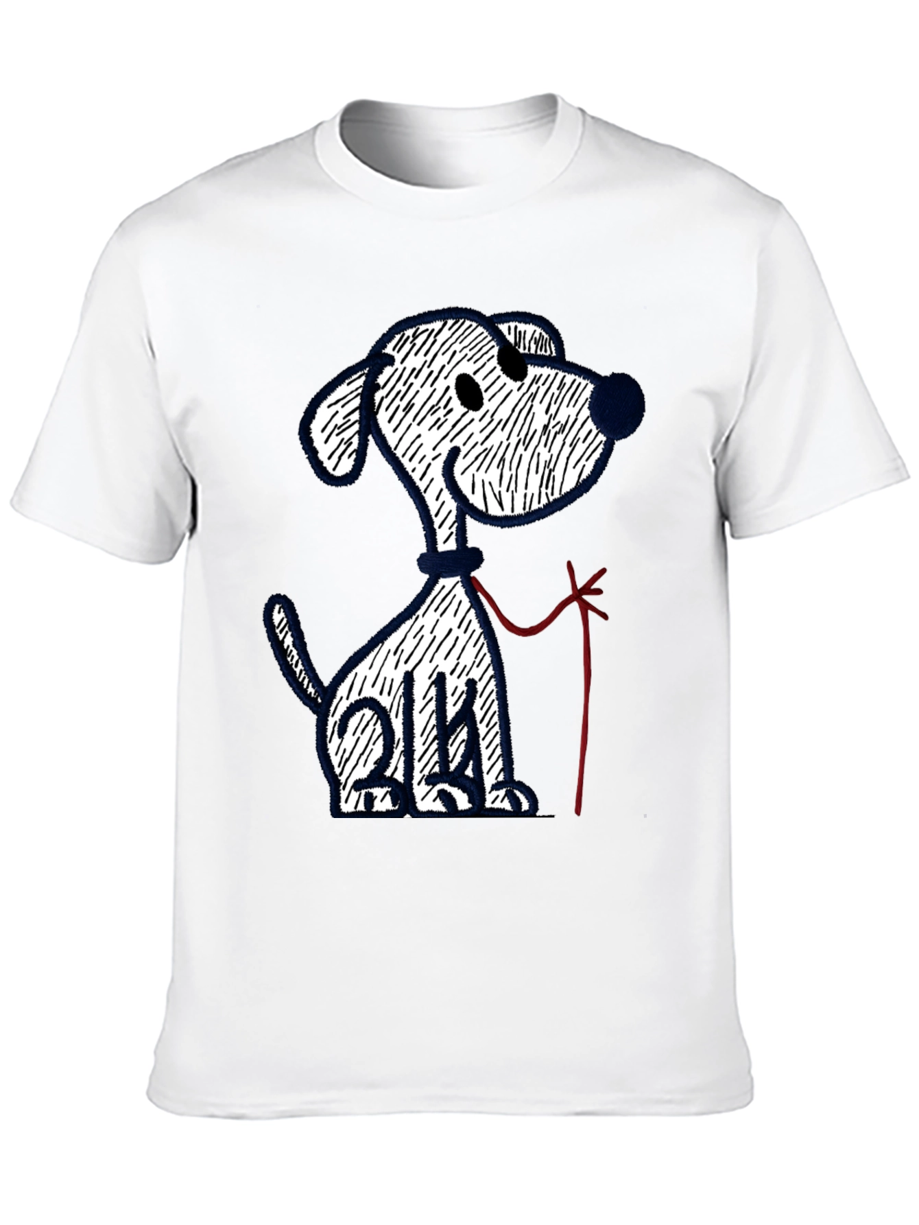 Cartoon Dog Graphic Tee - Casual Black T-Shirt