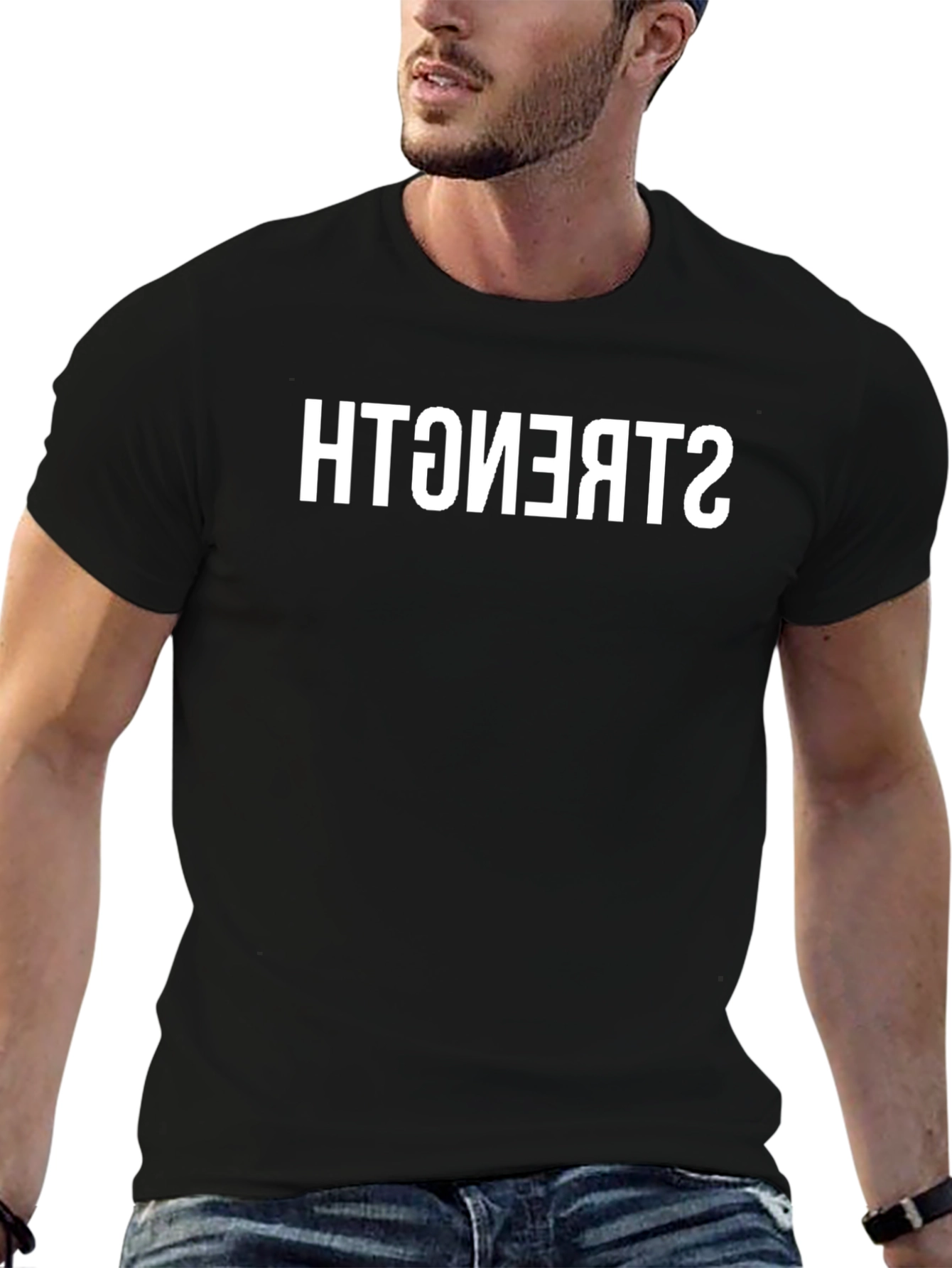 Strength T-Shirt Retro Inverted Text Design