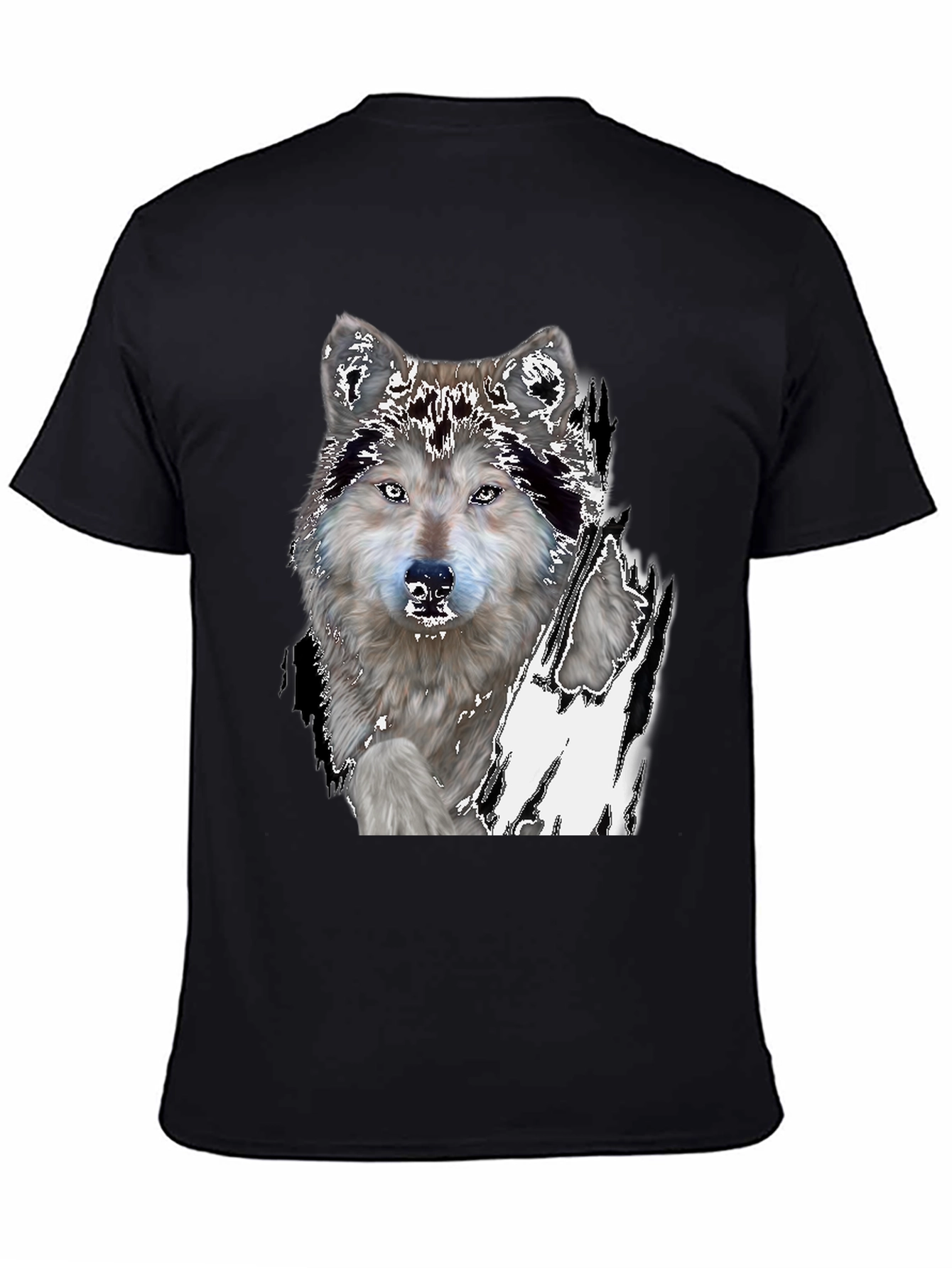Wolf Graphic Print Black T-Shirt