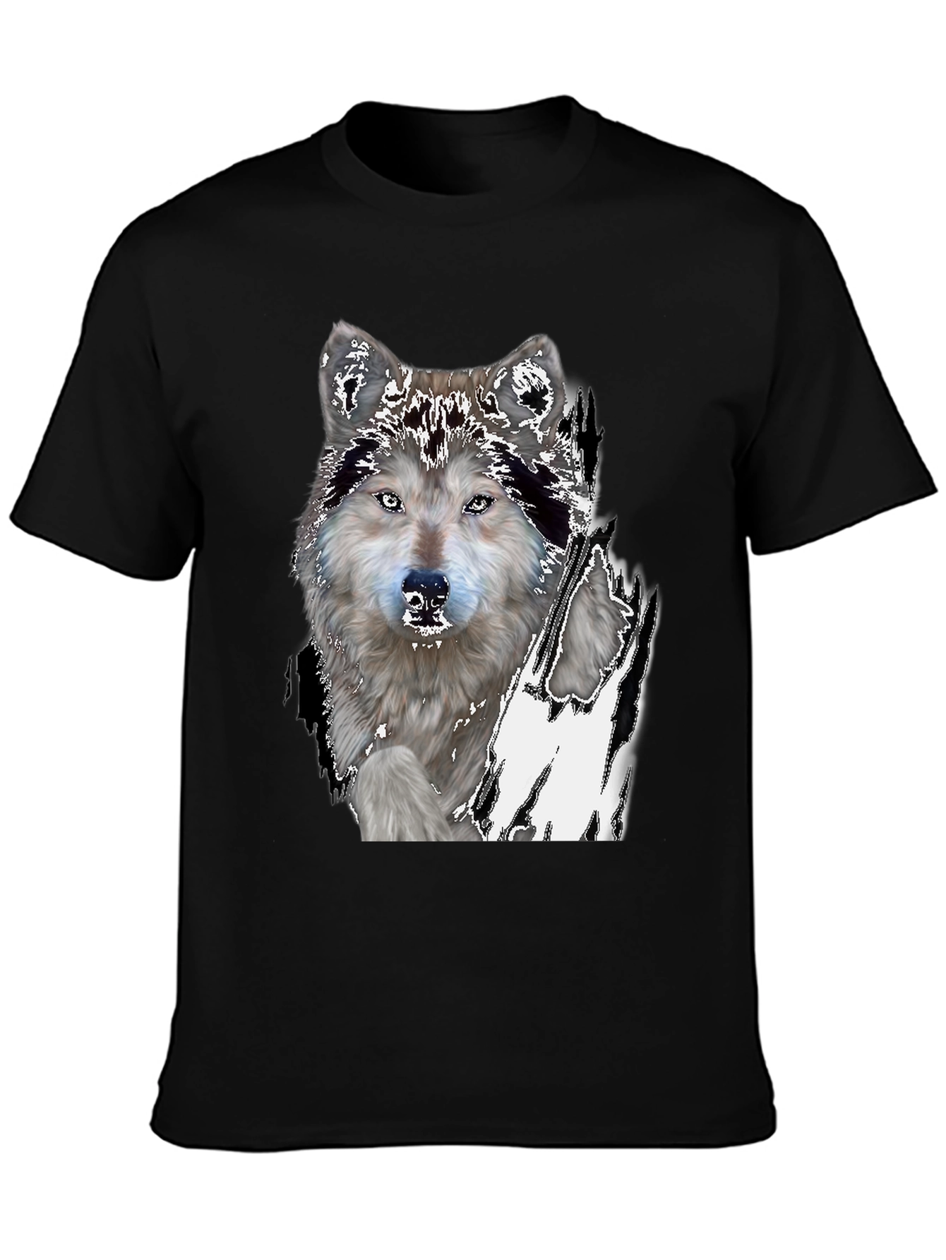 Wolf Graphic Print Black T-Shirt
