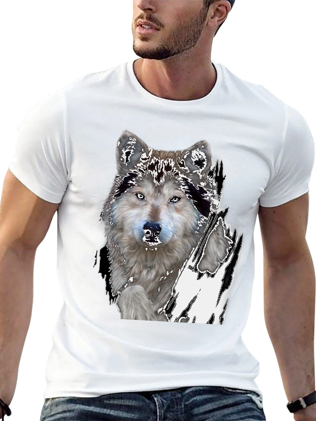 Wolf Graphic Print Black T-Shirt