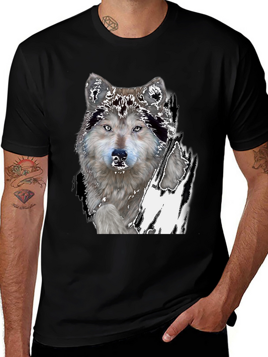 Wolf Graphic Print Black T-Shirt