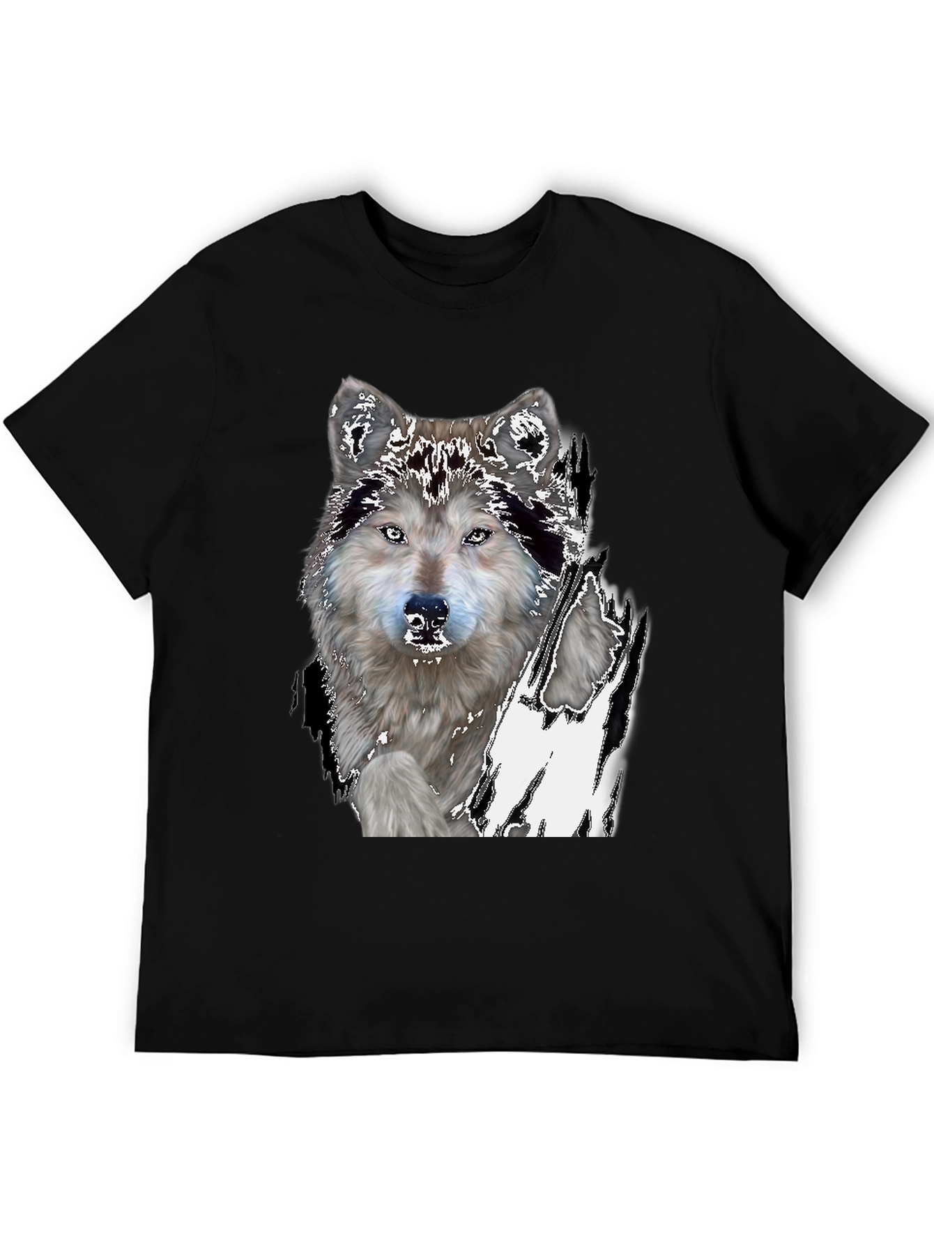 Wolf Graphic Print Black T-Shirt