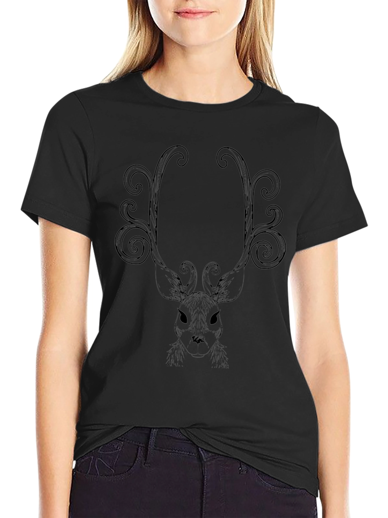 Black Deer Antler Graphic Tee