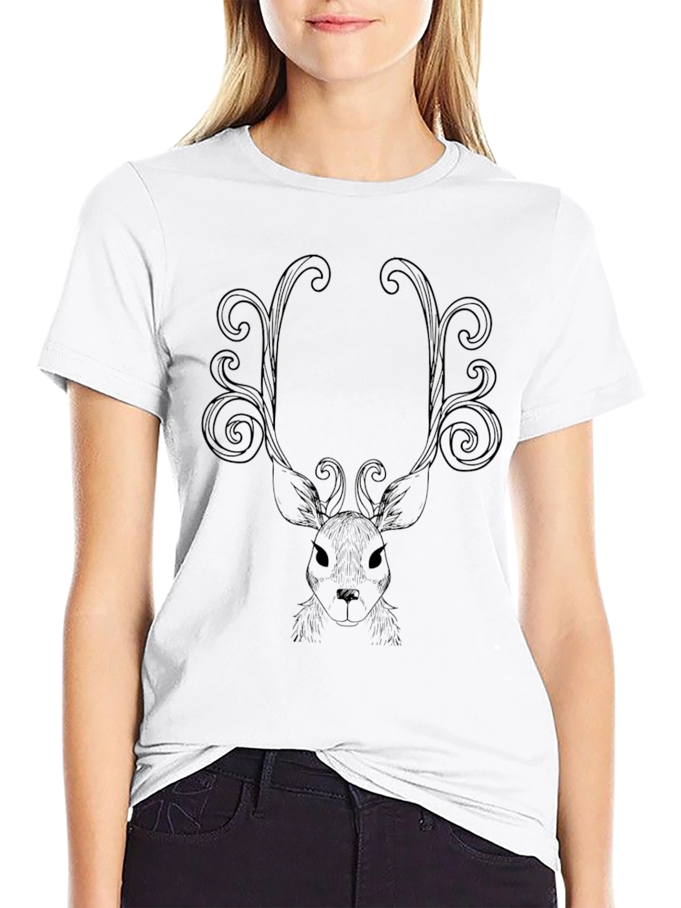 Black Deer Antler Graphic Tee