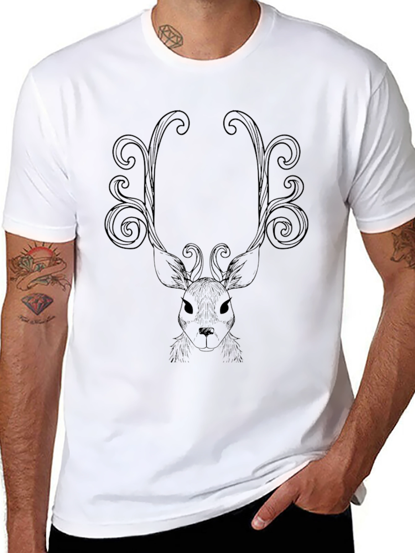 Black Deer Antler Graphic Tee