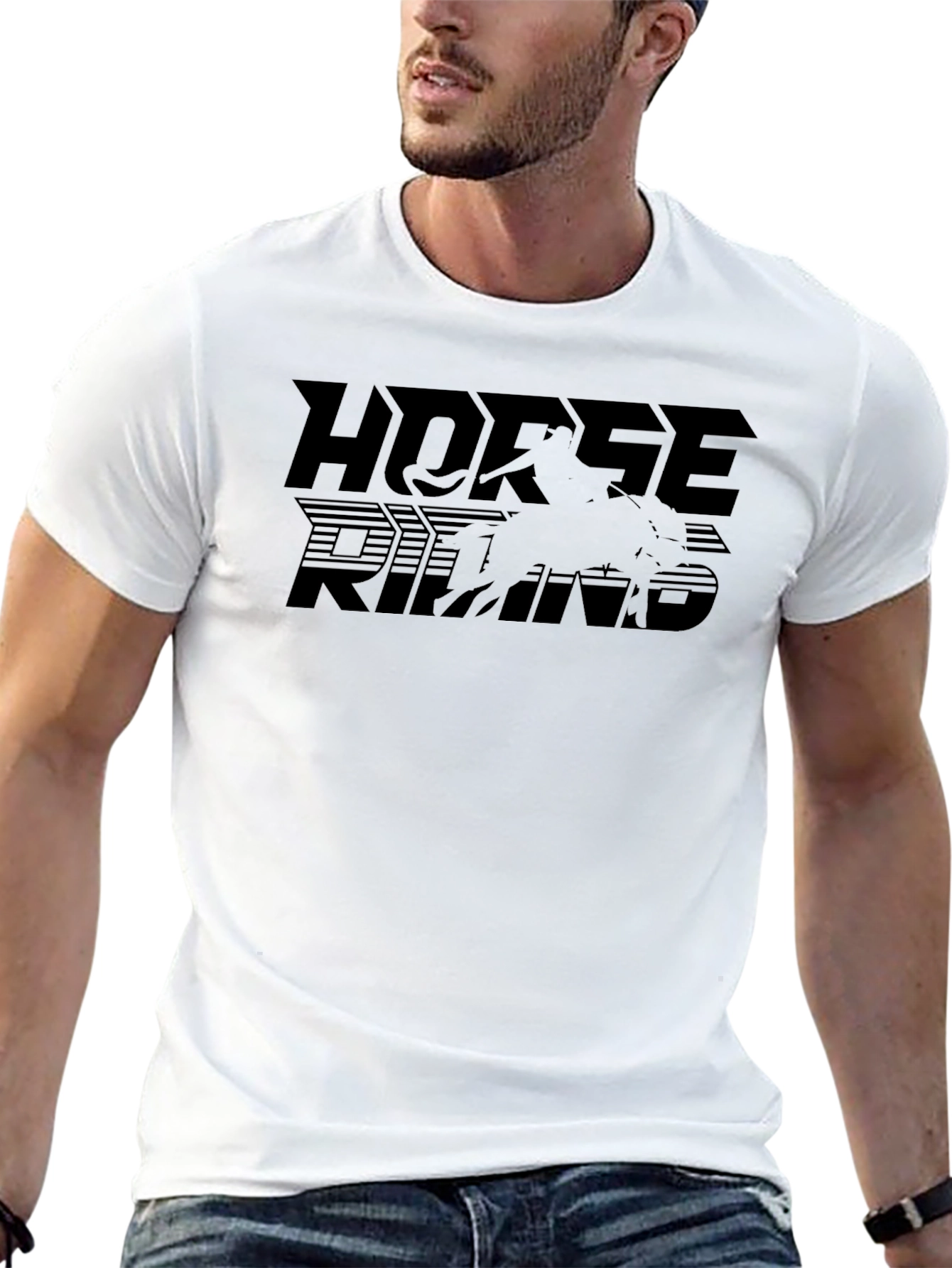 Horse Riding T-Shirt - Black Cotton Tee