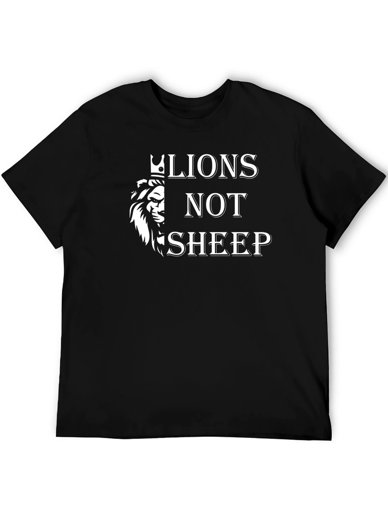 Lions Not Sheep Graphic Tee - Black Cotton T-Shirt