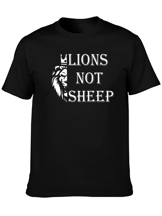 Lions Not Sheep Graphic Tee - Black Cotton T-Shirt