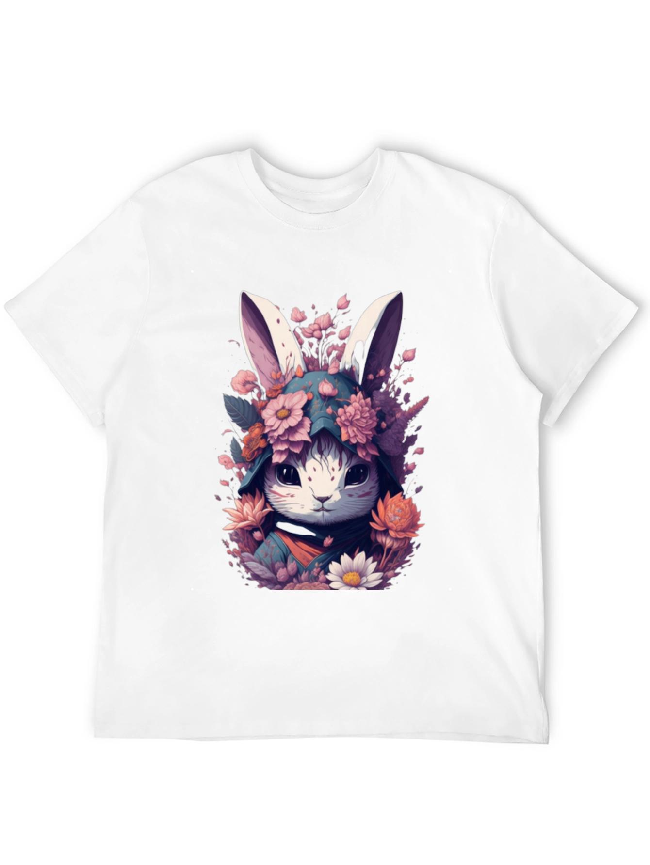 Floral Bunny Graphic Tee - Black