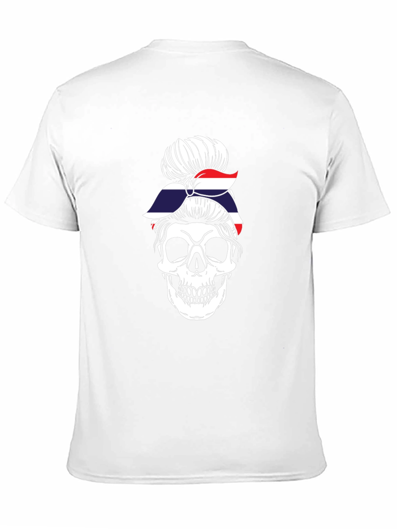 Skull Messy Bun Thailand Flag T-Shirt