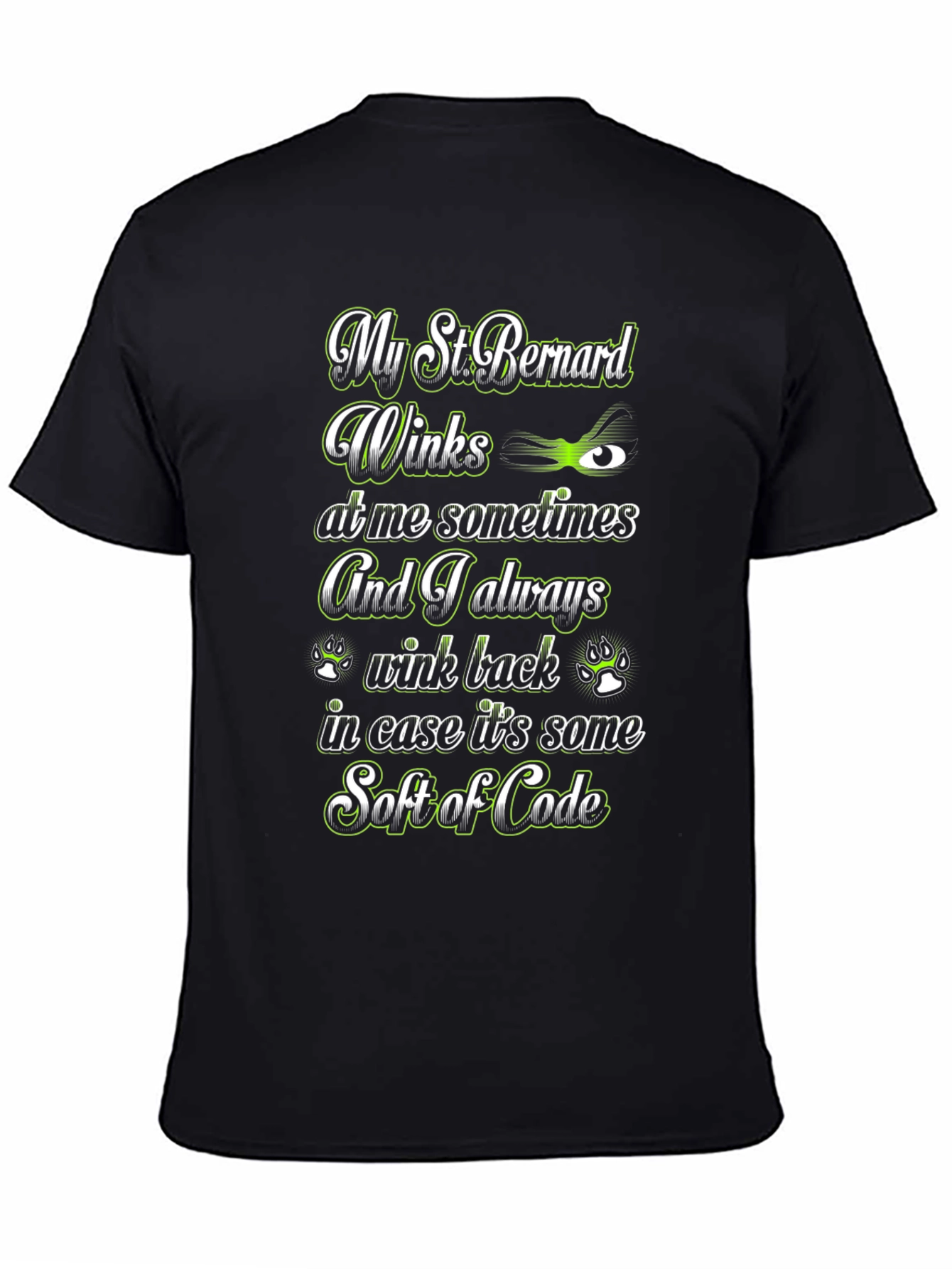 St. Bernard Dog Winks T-Shirt Soft of Code