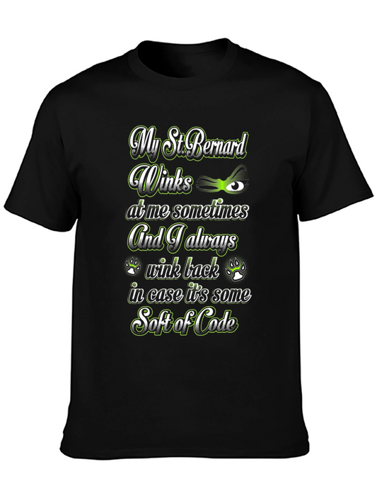 St. Bernard Dog Winks T-Shirt Soft of Code