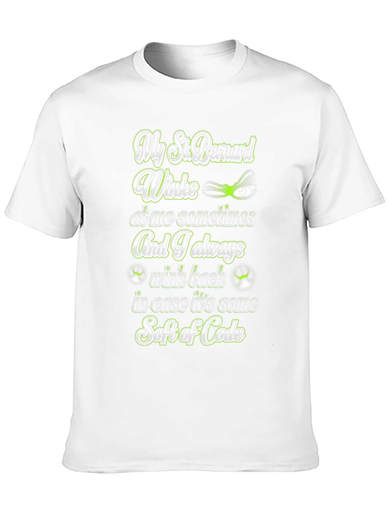 St. Bernard Dog Winks T-Shirt Soft of Code