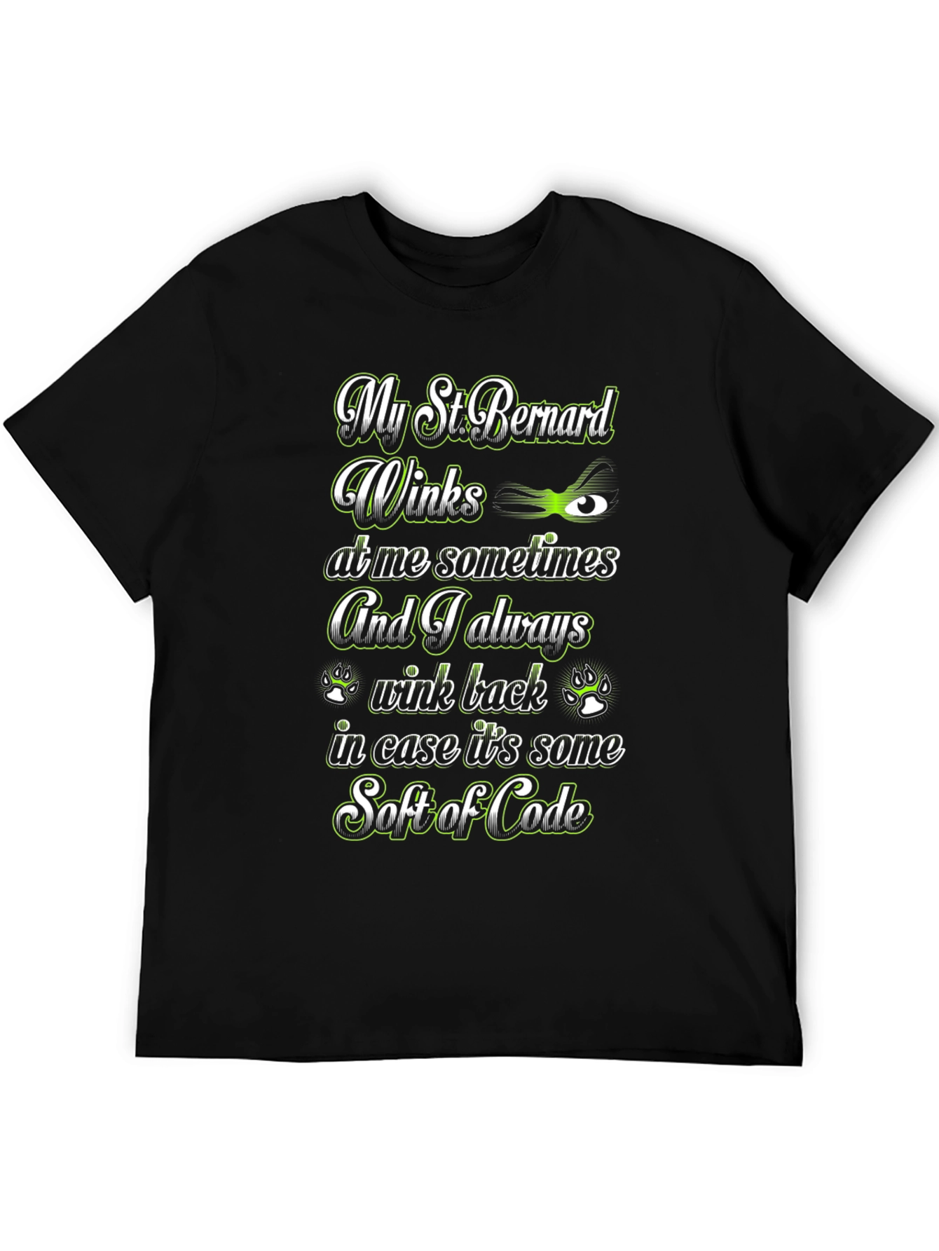 St. Bernard Dog Winks T-Shirt Soft of Code