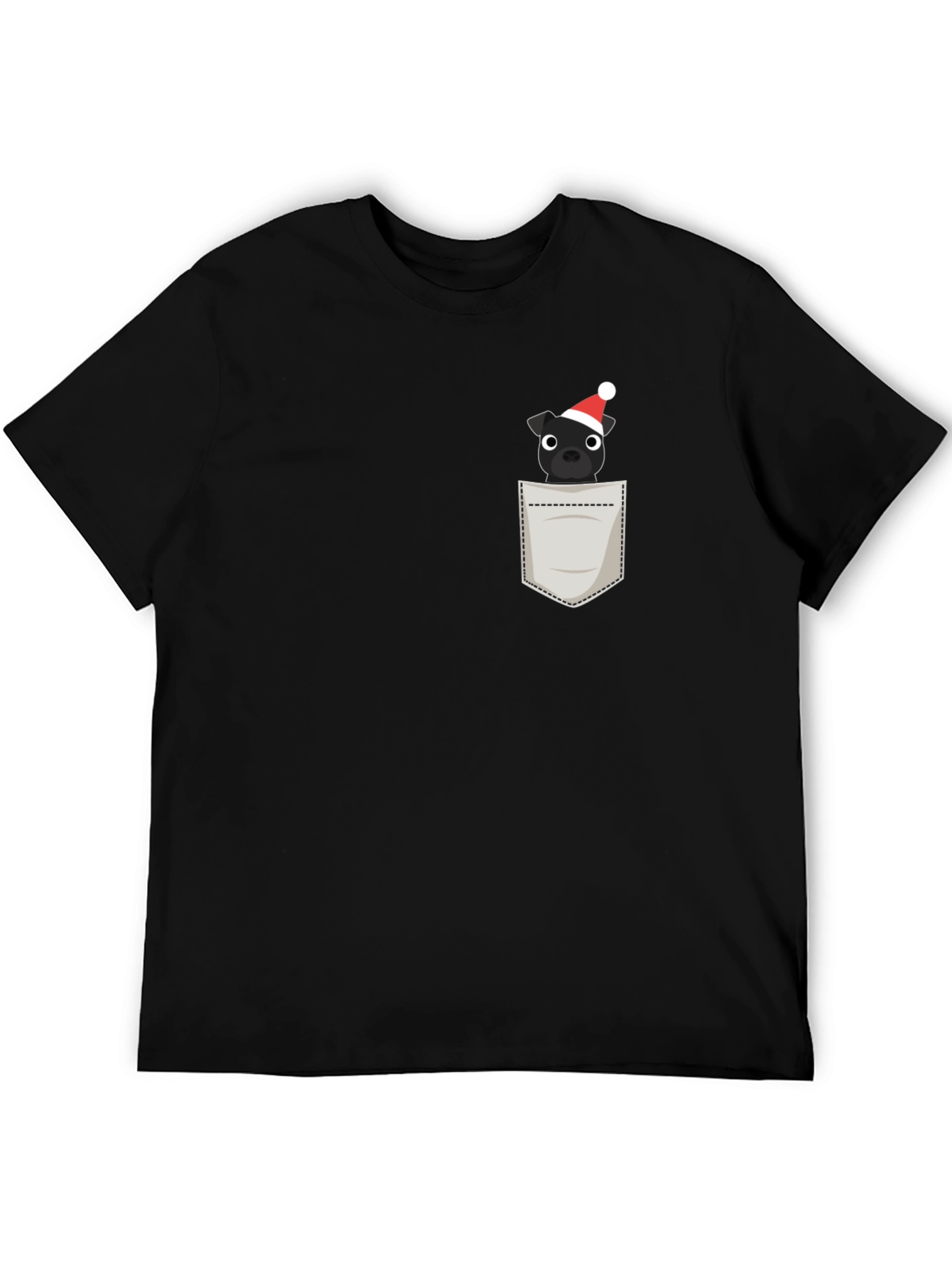 Festive Pocket Pup Tee - Black Cotton Blend