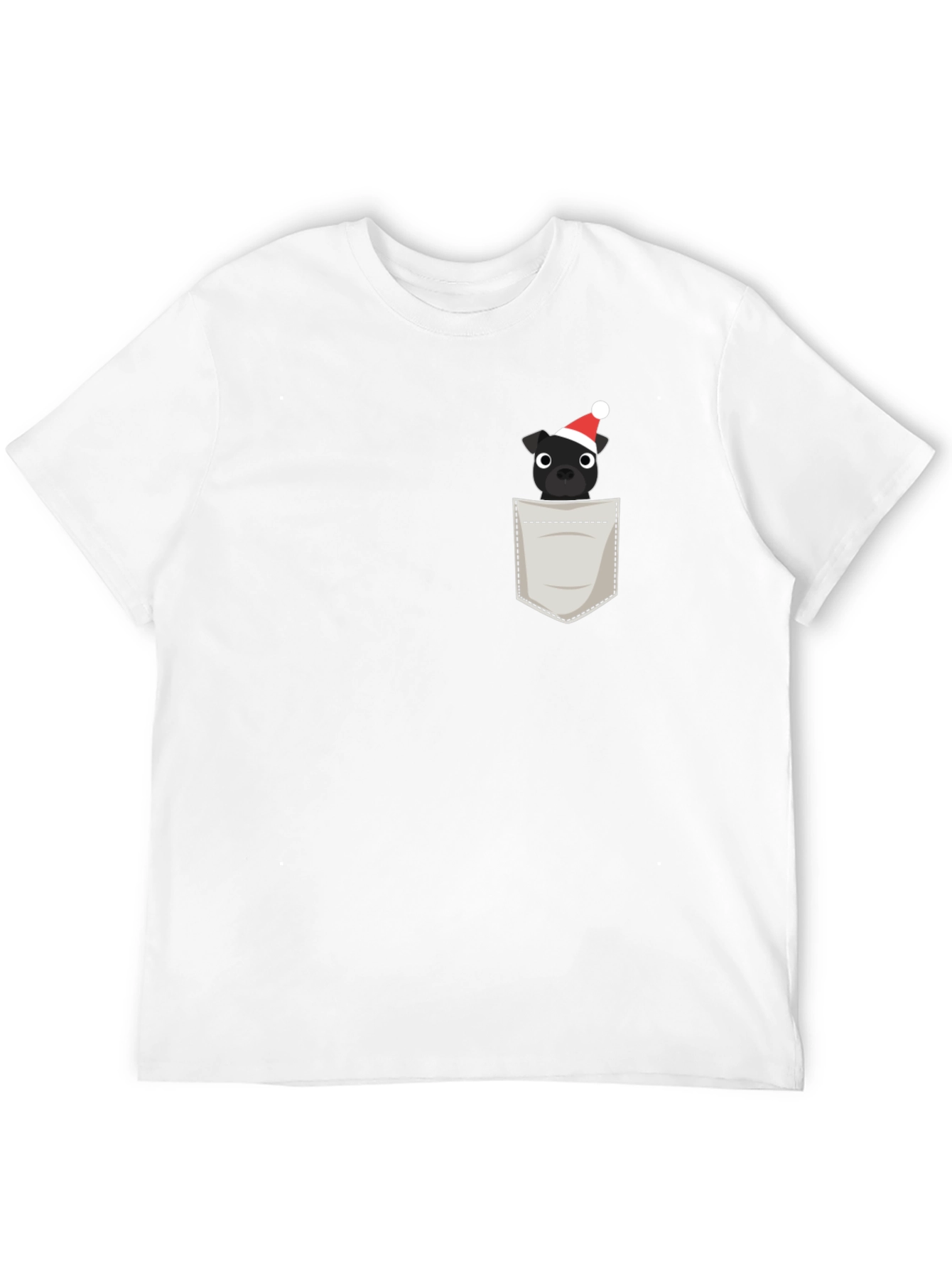 Festive Pocket Pup Tee - Black Cotton Blend