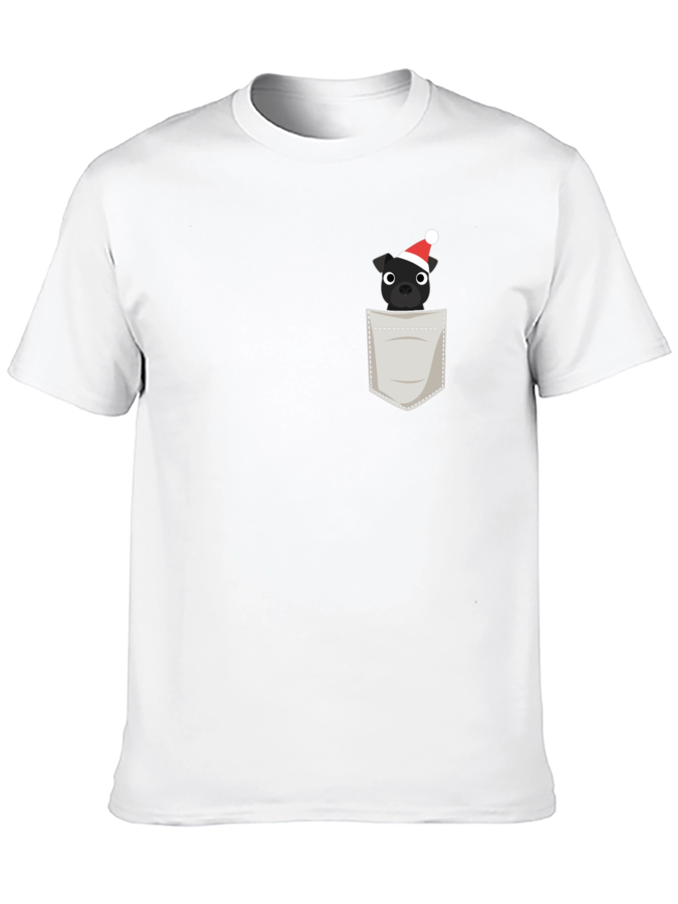 Festive Pocket Pup Tee - Black Cotton Blend