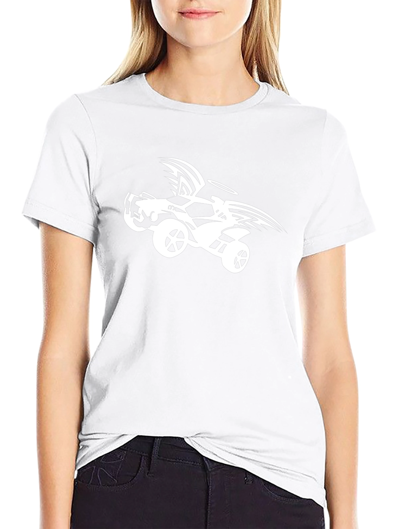 Black T-Shirt with Winged Car Graphic