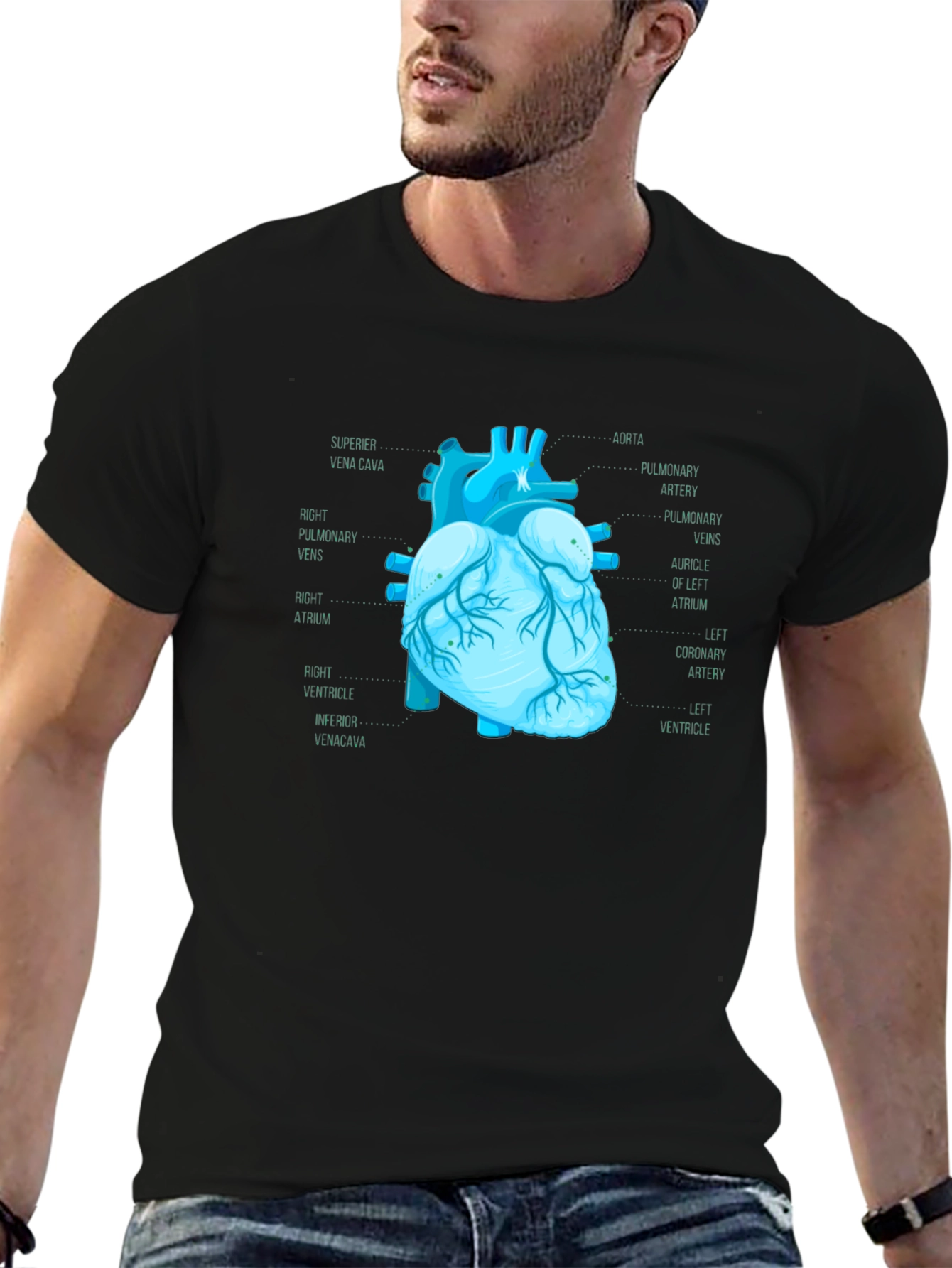 Anatomical Heart Print T-Shirt - Medical Science Tee